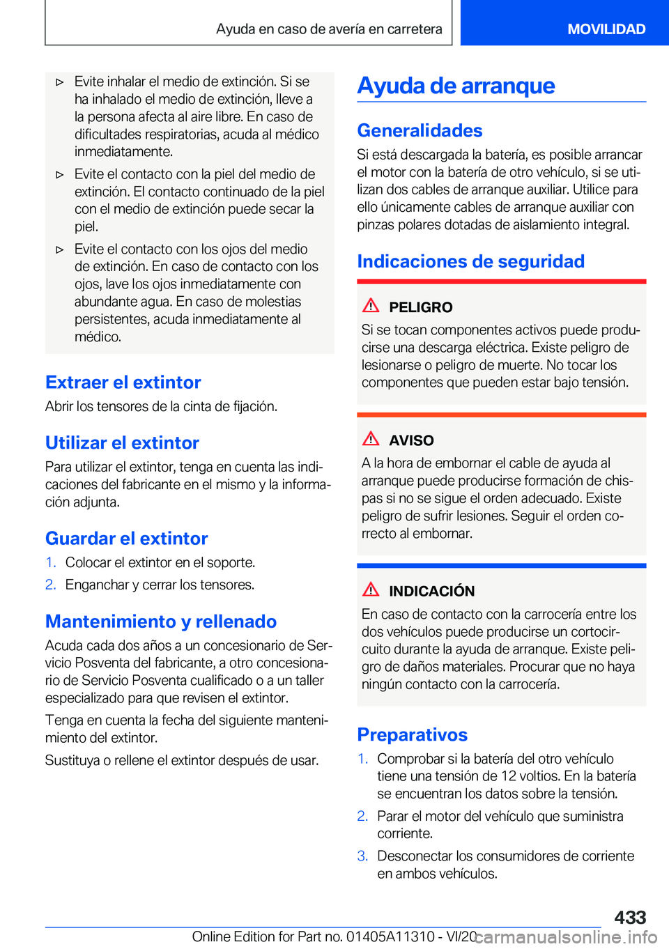 BMW 5 SERIES 2021  Manuales de Empleo (in Spanish) x�E�v�i�t�e��i�n�h�a�l�a�r��e�l��m�e�d�i�o��d�e��e�x�t�i�n�c�i�