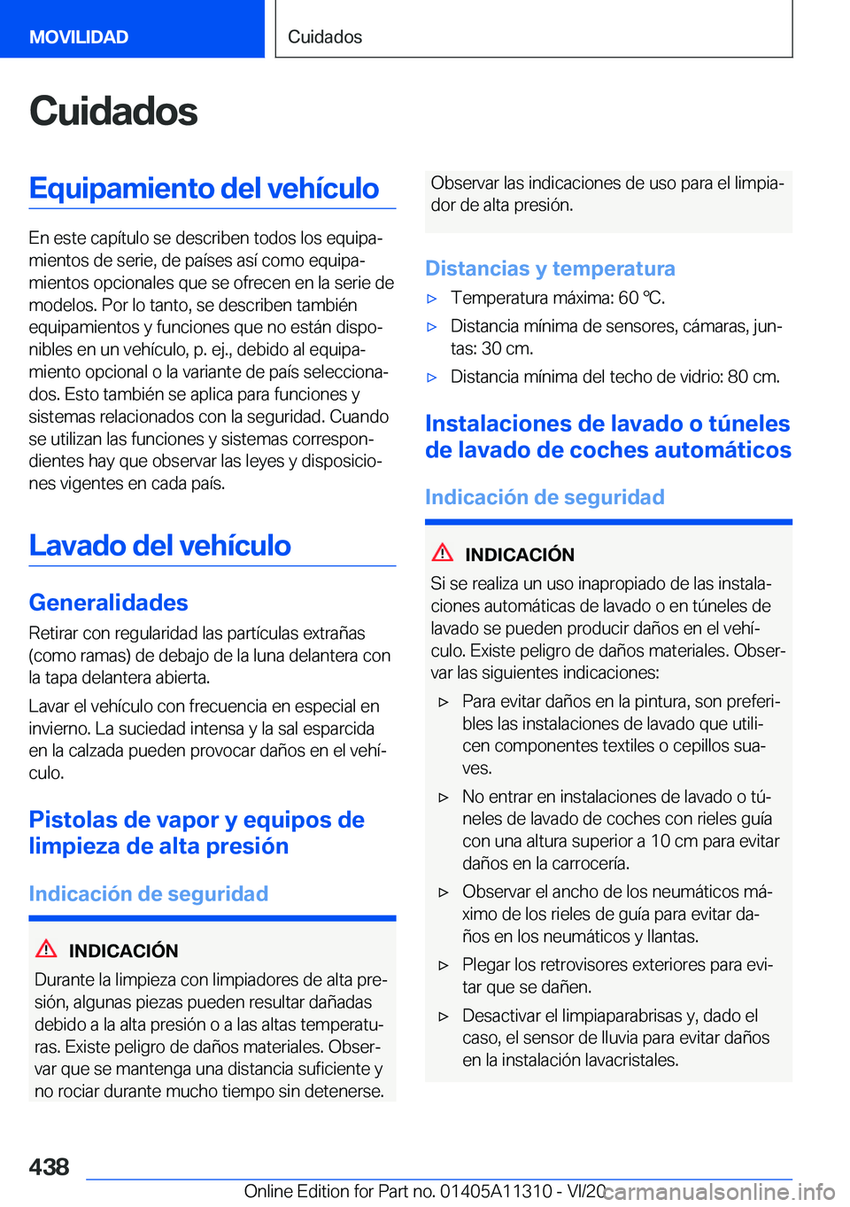BMW 5 SERIES 2021  Manuales de Empleo (in Spanish) �C�u�i�d�a�d�o�s�E�q�u�i�p�a�m�i�e�n�t�o��d�e�l��v�e�h�