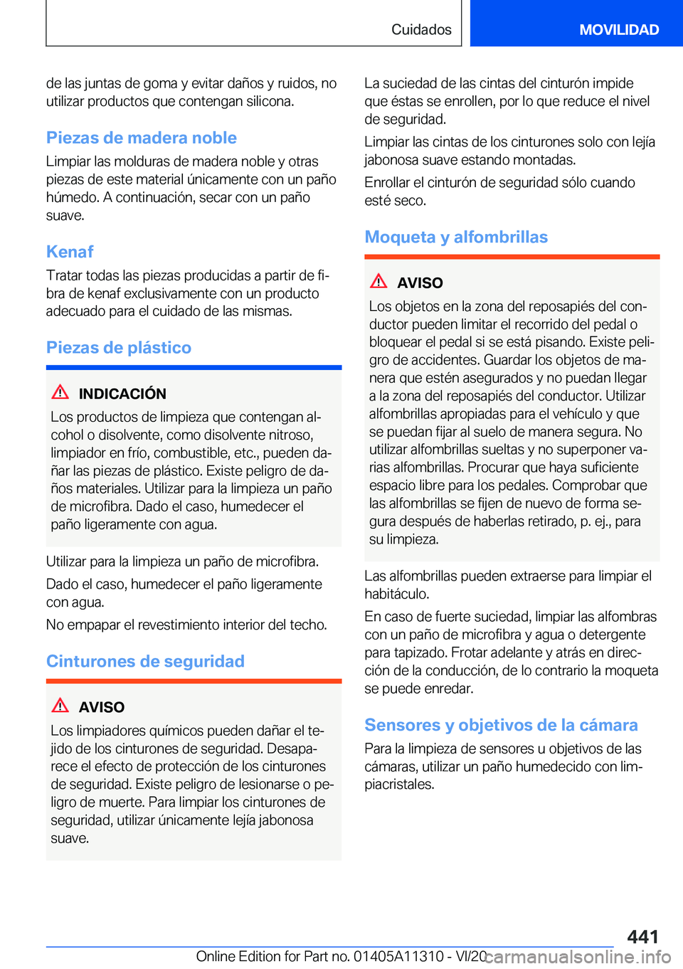 BMW 5 SERIES 2021  Manuales de Empleo (in Spanish) �d�e��l�a�s��j�u�n�t�a�s��d�e��g�o�m�a��y��e�v�i�t�a�r��d�a�