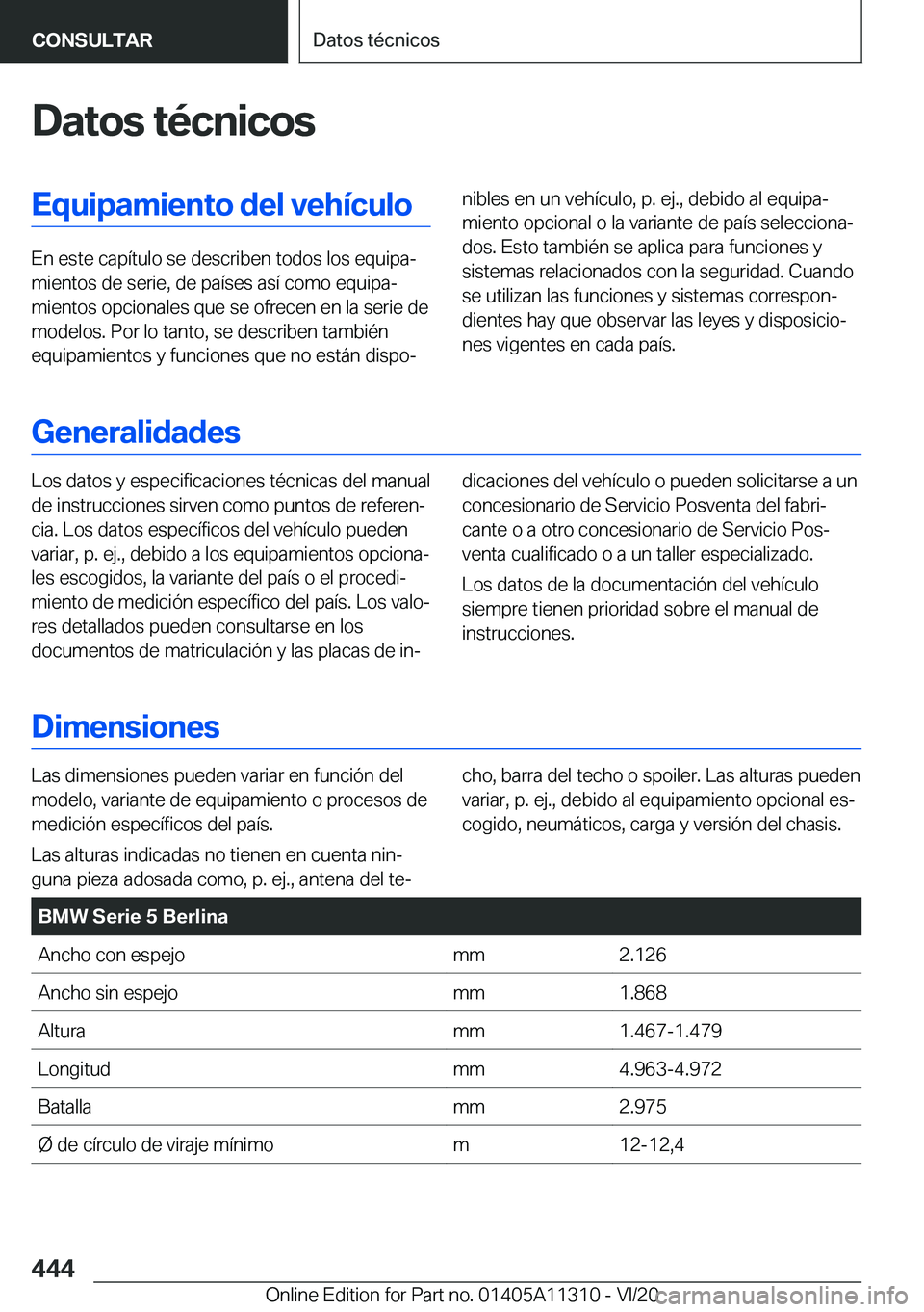 BMW 5 SERIES 2021  Manuales de Empleo (in Spanish) �D�a�t�o�s��t�