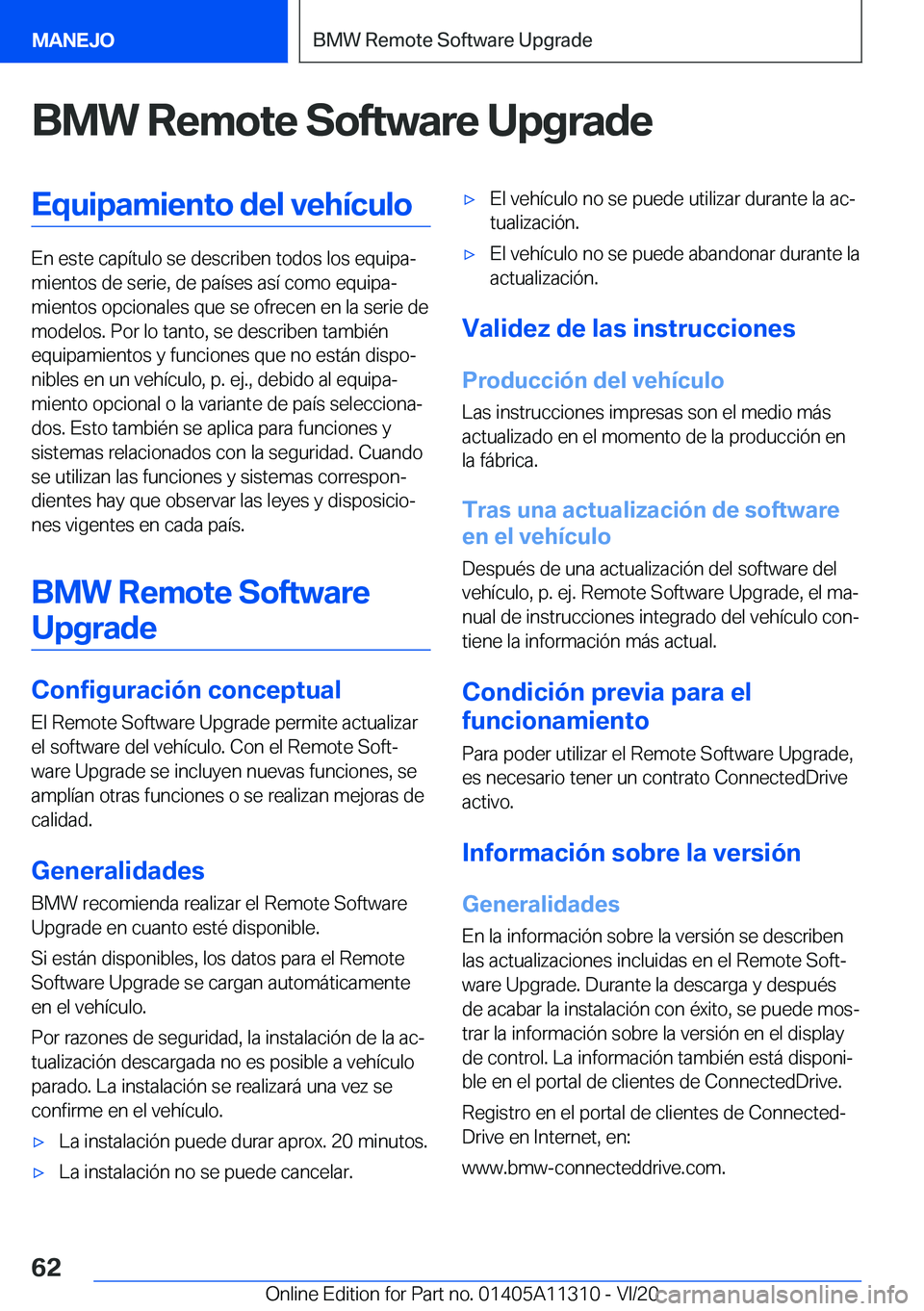 BMW 5 SERIES 2021  Manuales de Empleo (in Spanish) �B�M�W��R�e�m�o�t�e��S�o�f�t�w�a�r�e��U�p�g�r�a�d�e�E�q�u�i�p�a�m�i�e�n�t�o��d�e�l��v�e�h�