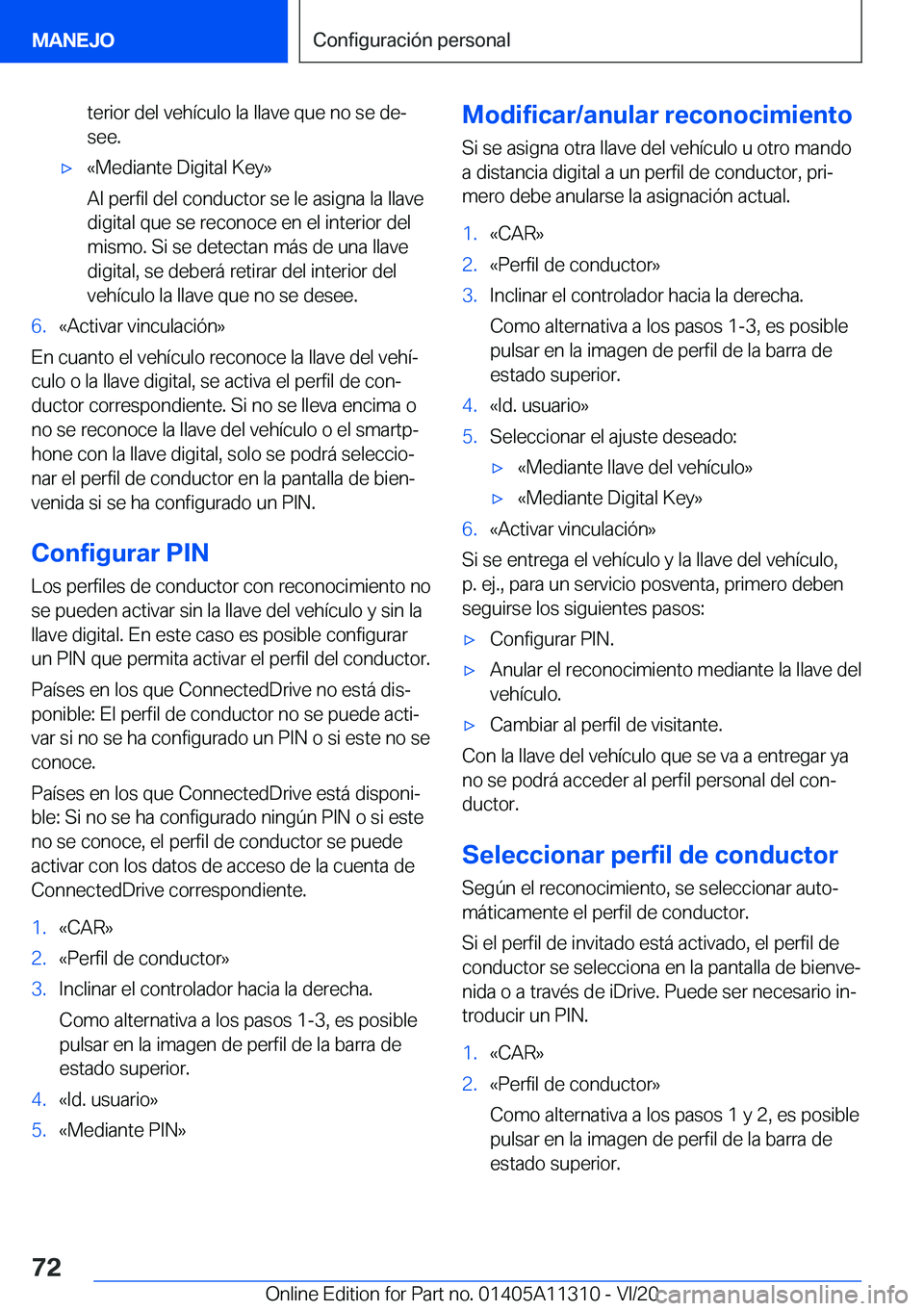 BMW 5 SERIES 2021  Manuales de Empleo (in Spanish) �t�e�r�i�o�r��d�e�l��v�e�h�