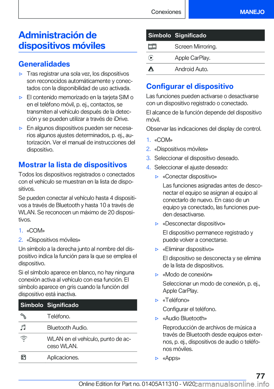 BMW 5 SERIES 2021  Manuales de Empleo (in Spanish) �A�d�m�i�n�i�s�t�r�a�c�i�