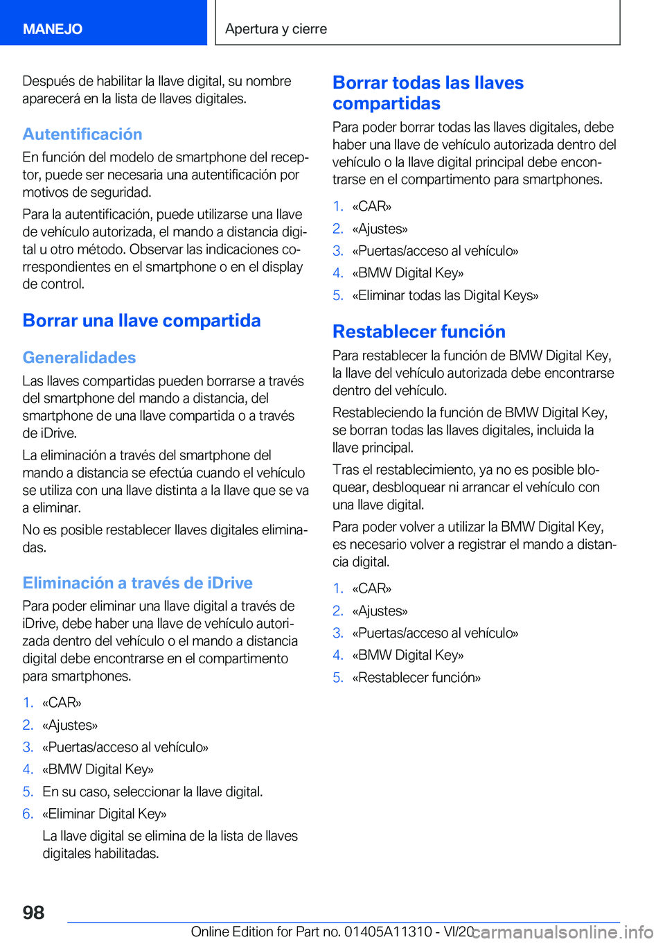 BMW 5 SERIES 2021  Manuales de Empleo (in Spanish) �D�e�s�p�u�