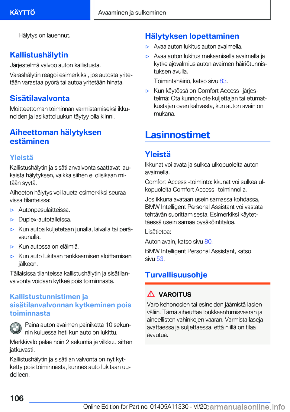 BMW 5 SERIES 2021  Omistajan Käsikirja (in Finnish) �H�