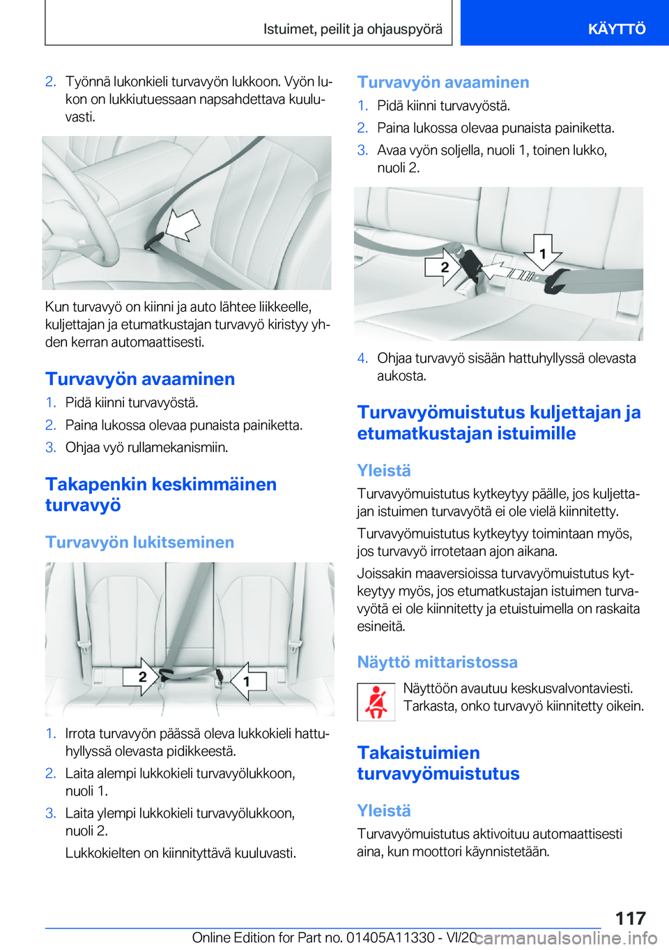 BMW 5 SERIES 2021  Omistajan Käsikirja (in Finnish) �2�.�T�y�
