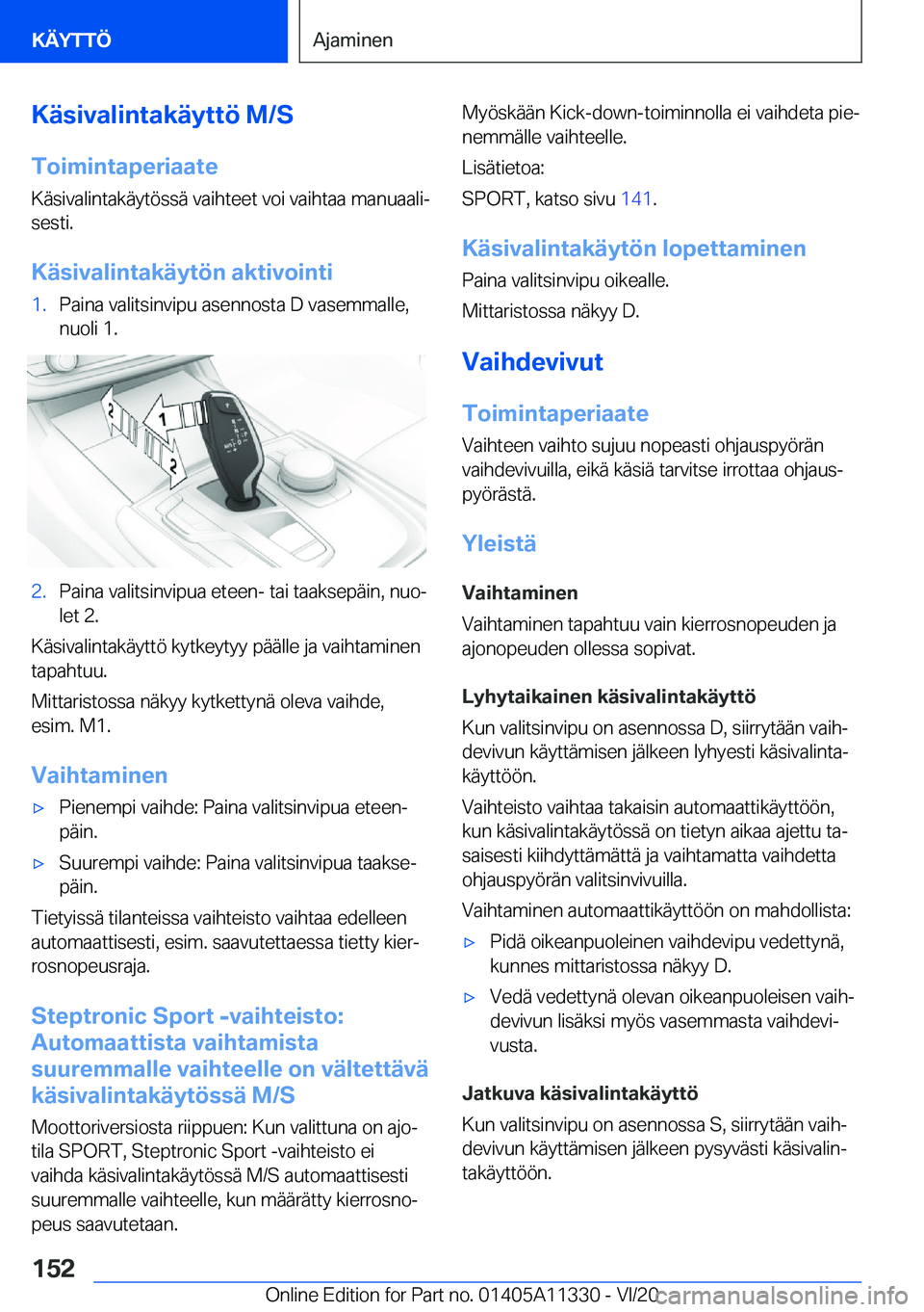 BMW 5 SERIES 2021  Omistajan Käsikirja (in Finnish) �K�