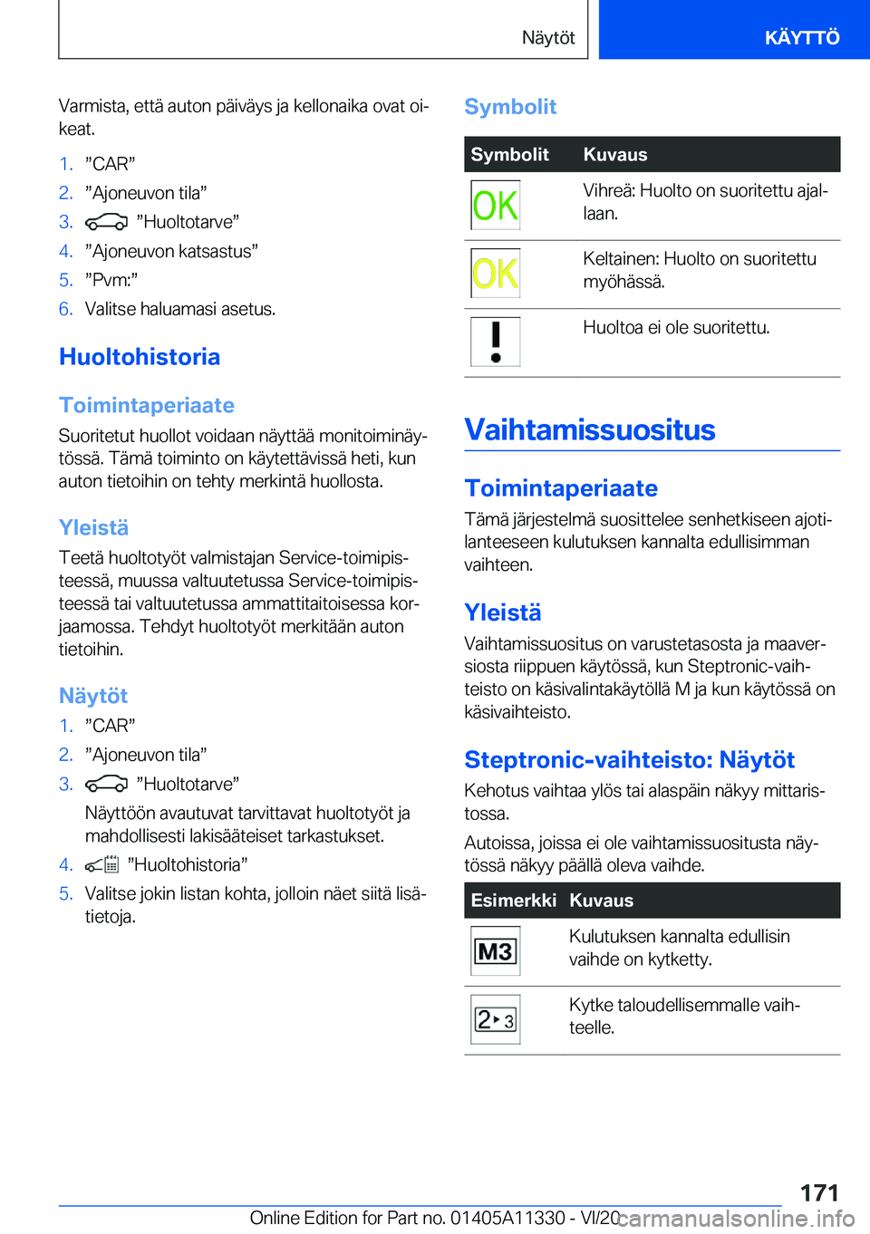 BMW 5 SERIES 2021  Omistajan Käsikirja (in Finnish) �V�a�r�m�i�s�t�a�,��e�t�t�