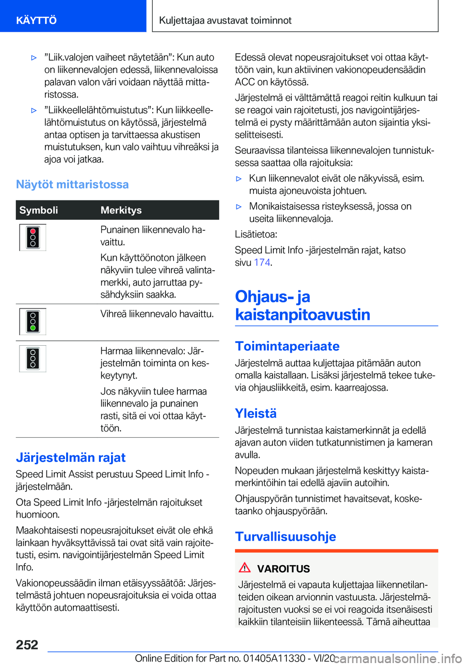 BMW 5 SERIES 2021  Omistajan Käsikirja (in Finnish) 'xw�L�i�i�k�.�v�a�l�o�j�e�n��v�a�i�h�e�e�t��n�