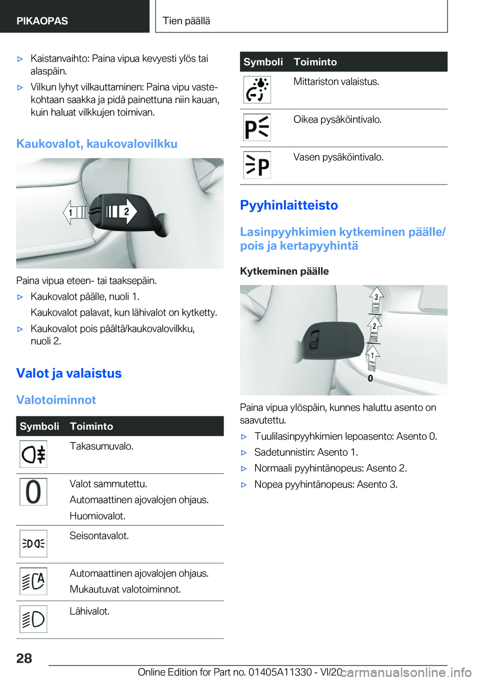 BMW 5 SERIES 2021  Omistajan Käsikirja (in Finnish) 'x�K�a�i�s�t�a�n�v�a�i�h�t�o�:��P�a�i�n�a��v�i�p�u�a��k�e�v�y�e�s�t�i��y�l�