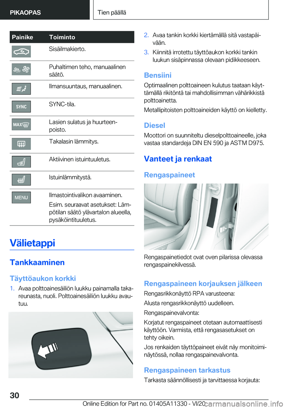 BMW 5 SERIES 2021  Omistajan Käsikirja (in Finnish) �P�a�i�n�i�k�e�T�o�i�m�i�n�t�o�S�i�s�