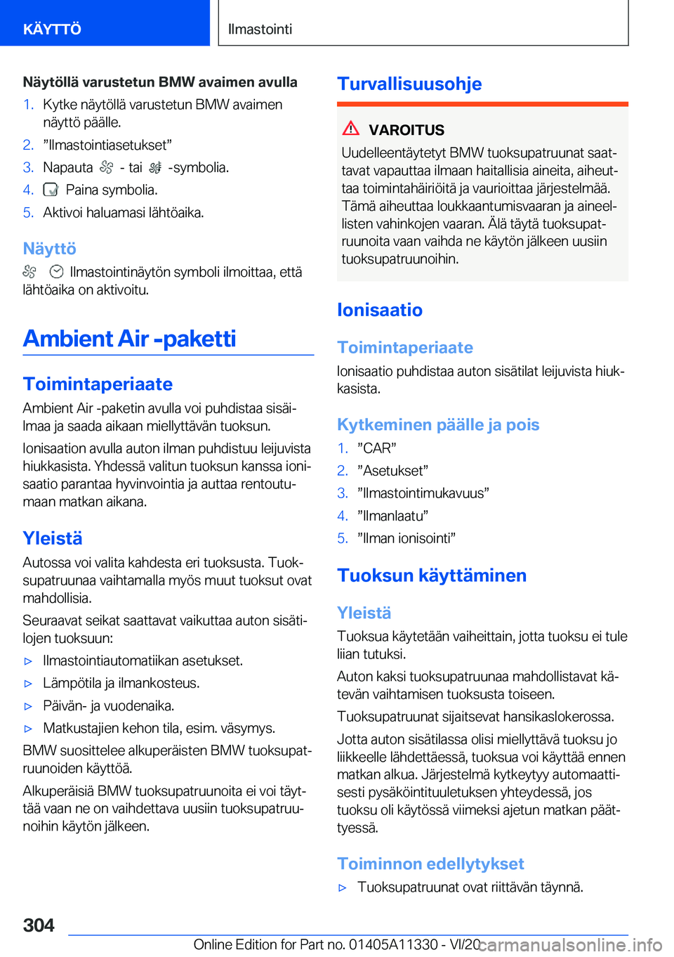 BMW 5 SERIES 2021  Omistajan Käsikirja (in Finnish) �N�