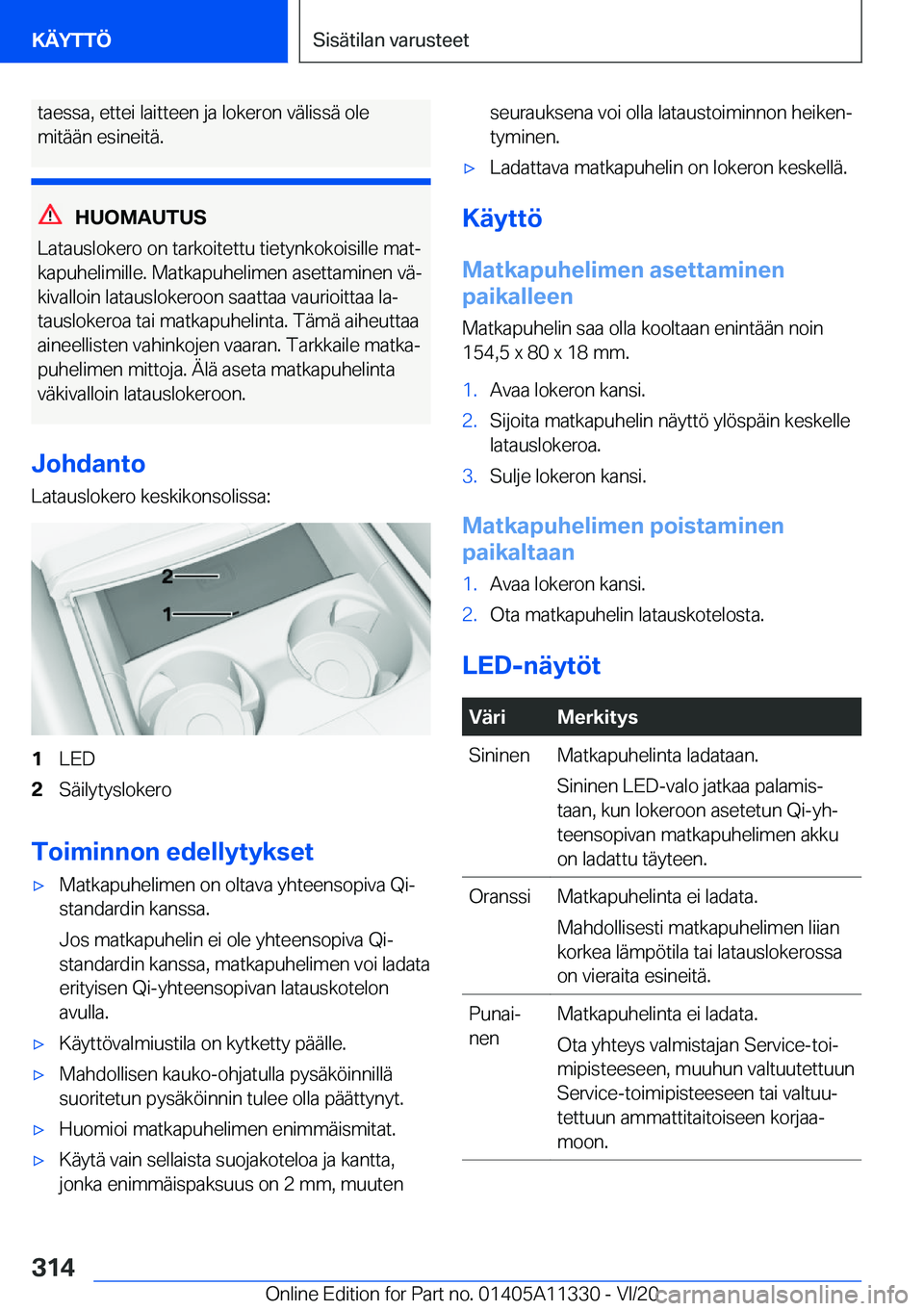 BMW 5 SERIES 2021  Omistajan Käsikirja (in Finnish) �t�a�e�s�s�a�,��e�t�t�e�i��l�a�i�t�t�e�e�n��j�a��l�o�k�e�r�o�n��v�