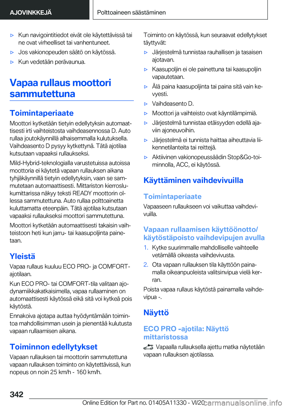 BMW 5 SERIES 2021  Omistajan Käsikirja (in Finnish) 'x�K�u�n��n�a�v�i�g�o�i�n�t�i�t�i�e�d�o�t��e�i�v�