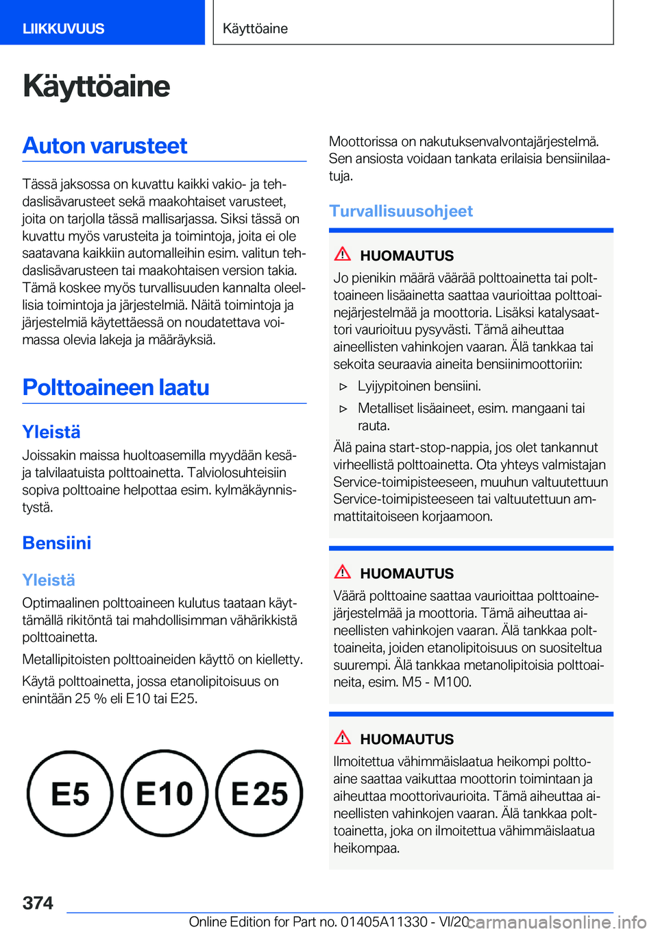 BMW 5 SERIES 2021  Omistajan Käsikirja (in Finnish) �K�