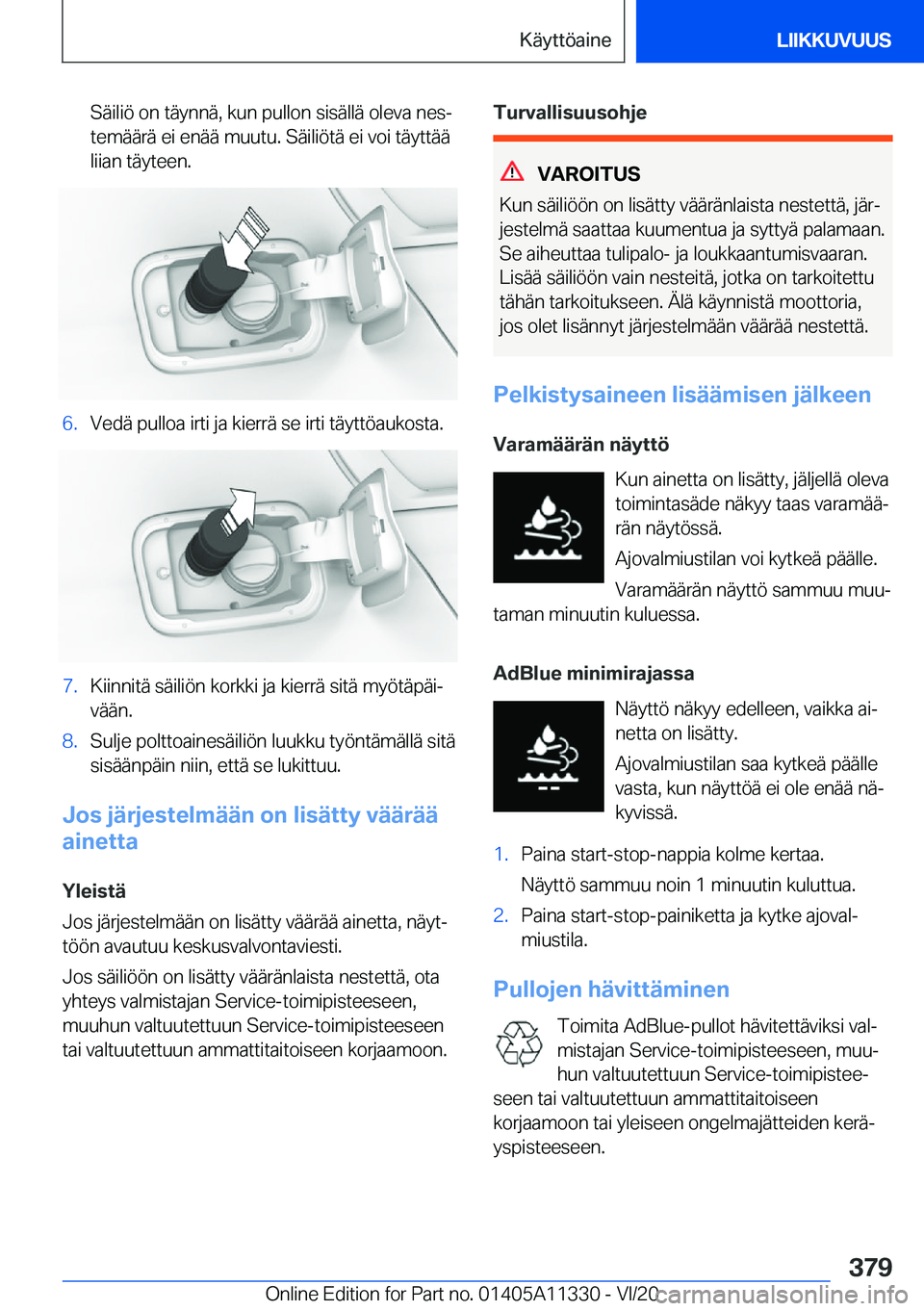 BMW 5 SERIES 2021  Omistajan Käsikirja (in Finnish) �S�