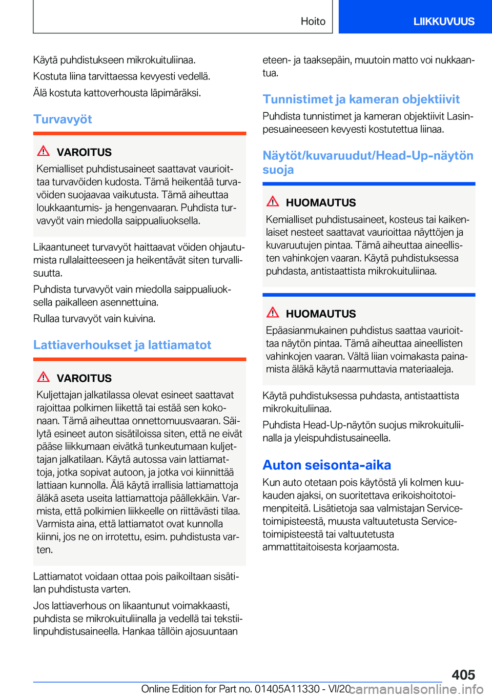 BMW 5 SERIES 2021  Omistajan Käsikirja (in Finnish) �K�
