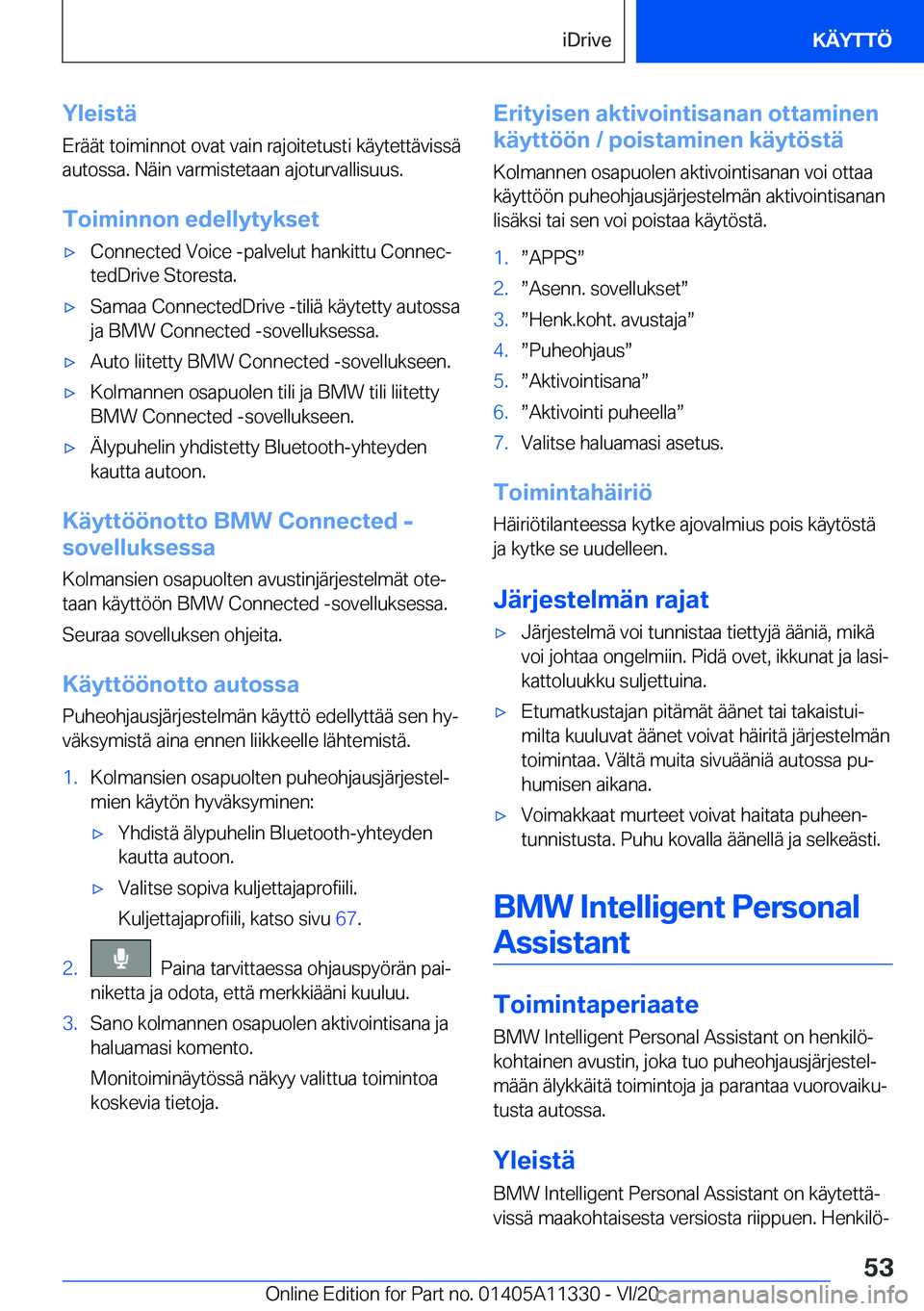 BMW 5 SERIES 2021  Omistajan Käsikirja (in Finnish) �Y�l�e�i�s�t�