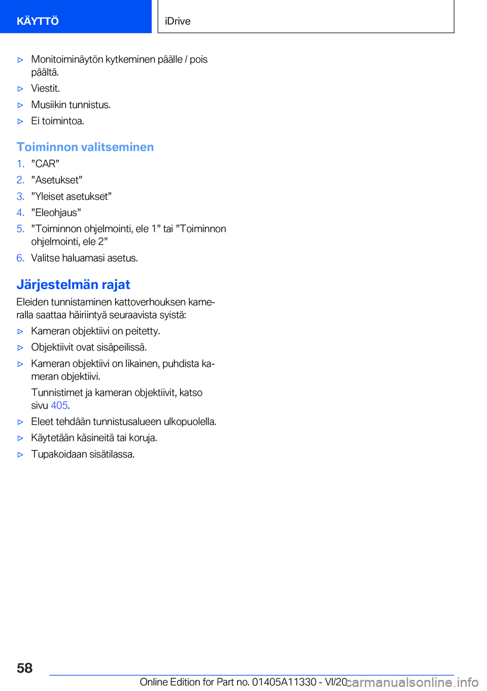 BMW 5 SERIES 2021  Omistajan Käsikirja (in Finnish) 'x�M�o�n�i�t�o�i�m�i�n�
