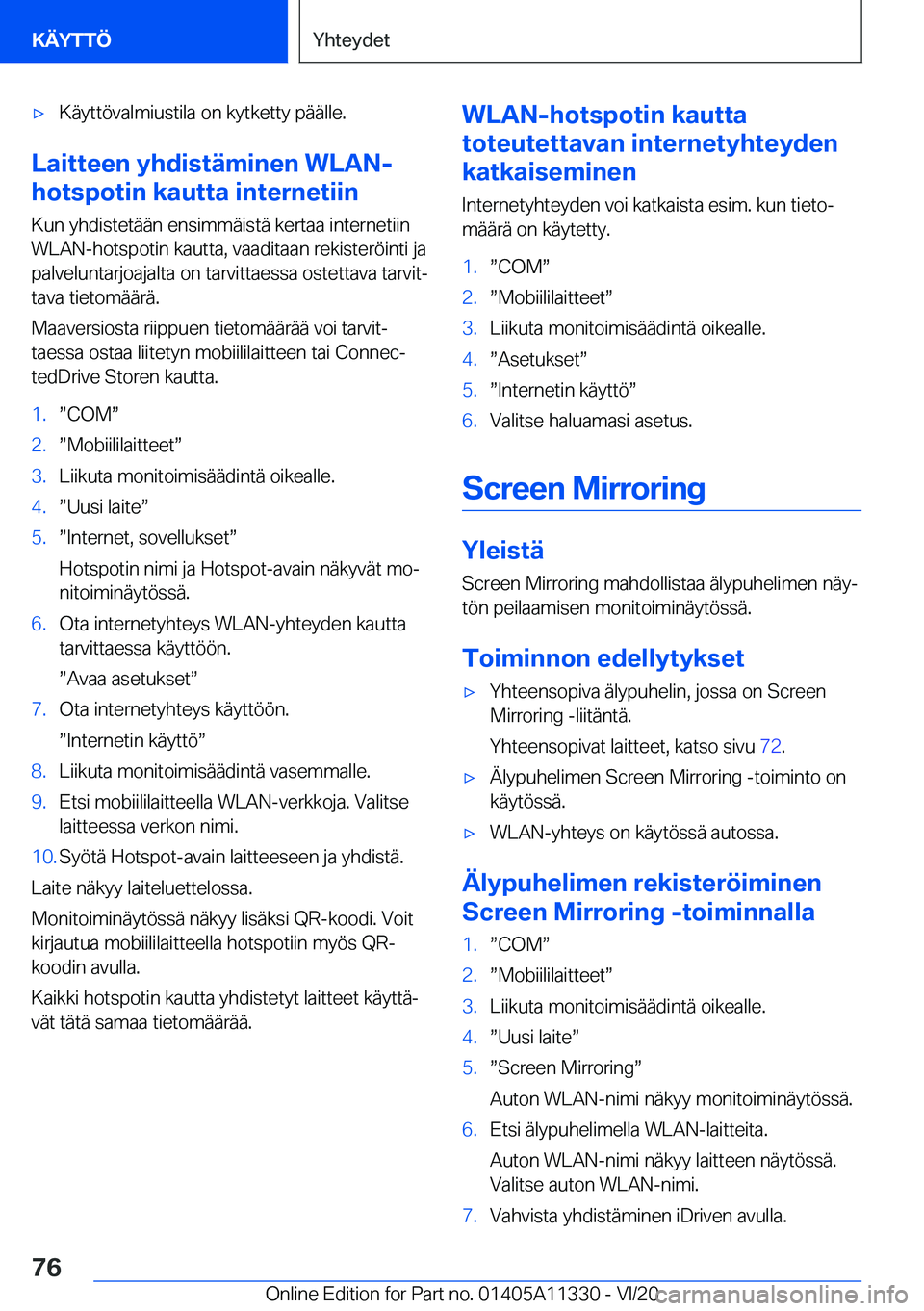 BMW 5 SERIES 2021  Omistajan Käsikirja (in Finnish) 'x�K�