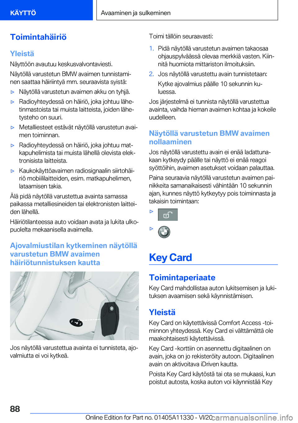 BMW 5 SERIES 2021  Omistajan Käsikirja (in Finnish) �T�o�i�m�i�n�t�a�h�