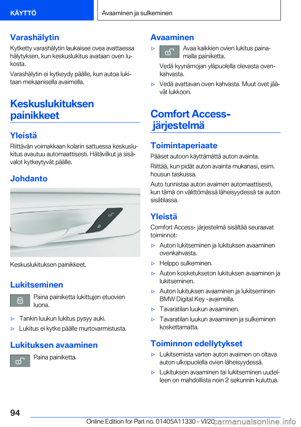 BMW 5 SERIES 2021  Omistajan Käsikirja (in Finnish) �V�a�r�a�s�h�