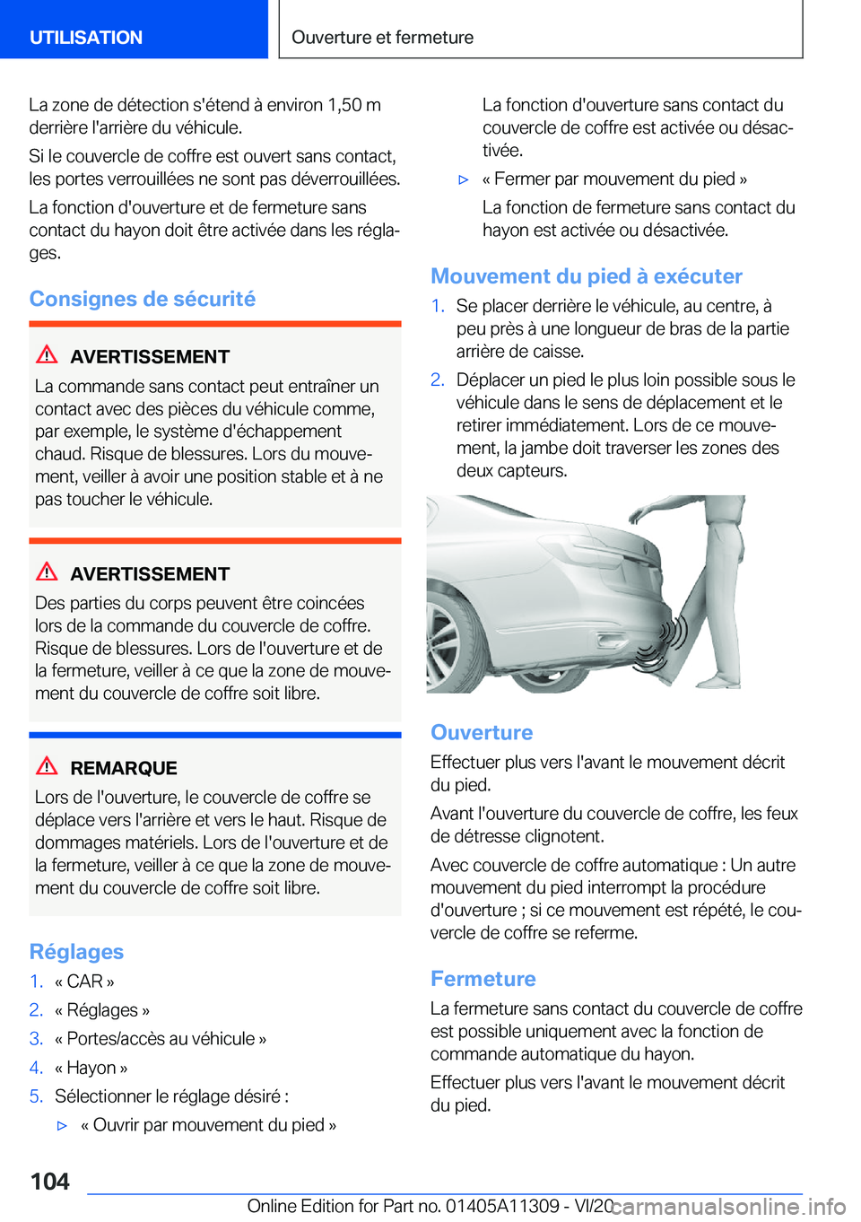 BMW 5 SERIES 2021  Notices Demploi (in French) �L�a��z�o�n�e��d�e��d�é�t�e�c�t�i�o�n��s�'�é�t�e�n�d��