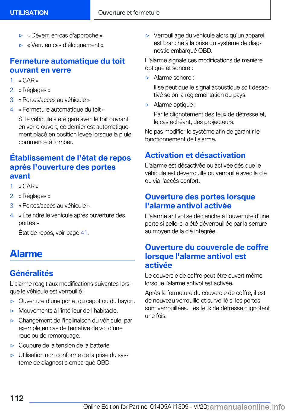 BMW 5 SERIES 2021  Notices Demploi (in French) 'x�k��D�é�v�e�r�r�.��e�n��c�a�s��d�'�a�p�p�r�o�c�h�e��{'x�k��V�e�r�r�.��e�n��c�a�s��d�'�é�l�o�i�g�n�e�m�e�n�t��{
�F�e�r�m�e�t�u�r�e��a�u�t�o�m�a�t�i�q�u�e��d�u��t�o�i�t
