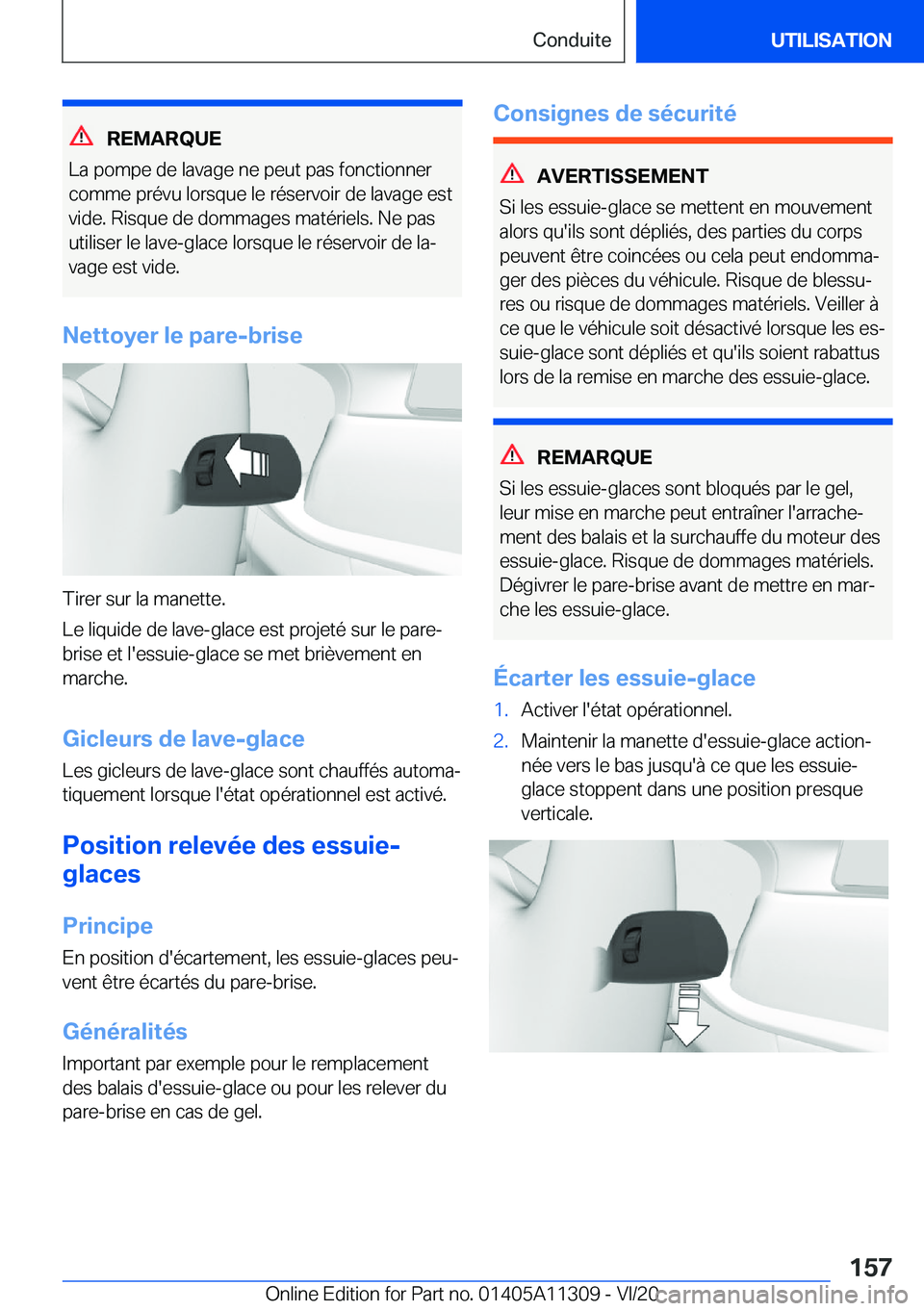 BMW 5 SERIES 2021  Notices Demploi (in French) �R�E�M�A�R�Q�U�E
�L�a��p�o�m�p�e��d�e��l�a�v�a�g�e��n�e��p�e�u�t��p�a�s��f�o�n�c�t�i�o�n�n�e�r
�c�o�m�m�e��p�r�é�v�u��l�o�r�s�q�u�e��l�e��r�é�s�e�r�v�o�i�r��d�e��l�a�v�a�g�e��e�s�t �v�