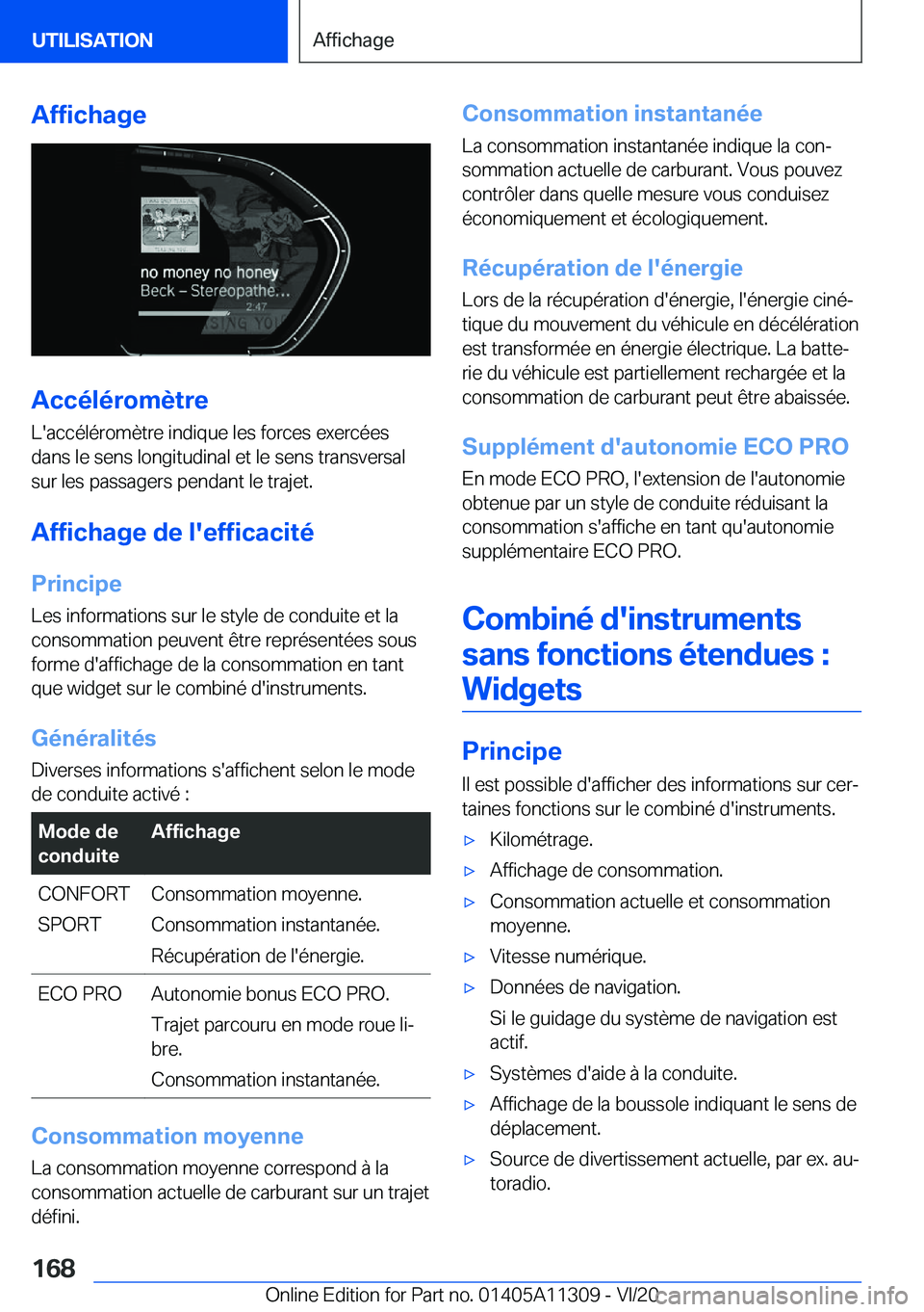 BMW 5 SERIES 2021  Notices Demploi (in French) �A�f�f�i�c�h�a�g�e
�A�c�c�é�l�é�r�o�m�è�t�r�e
�L�'�a�c�c�é�l�é�r�o�m�è�t�r�e��i�n�d�i�q�u�e��l�e�s��f�o�r�c�e�s��e�x�e�r�c�é�e�s �d�a�n�s��l�e��s�e�n�s��l�o�n�g�i�t�u�d�i�n�a�l��e�t