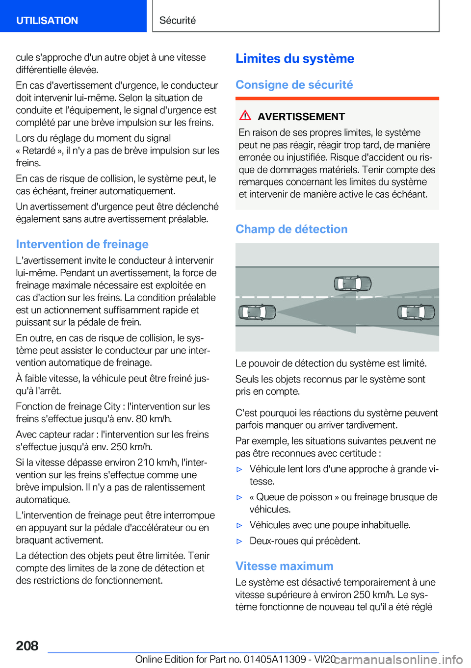 BMW 5 SERIES 2021  Notices Demploi (in French) �c�u�l�e��s�'�a�p�p�r�o�c�h�e��d�'�u�n��a�u�t�r�e��o�b�j�e�t��