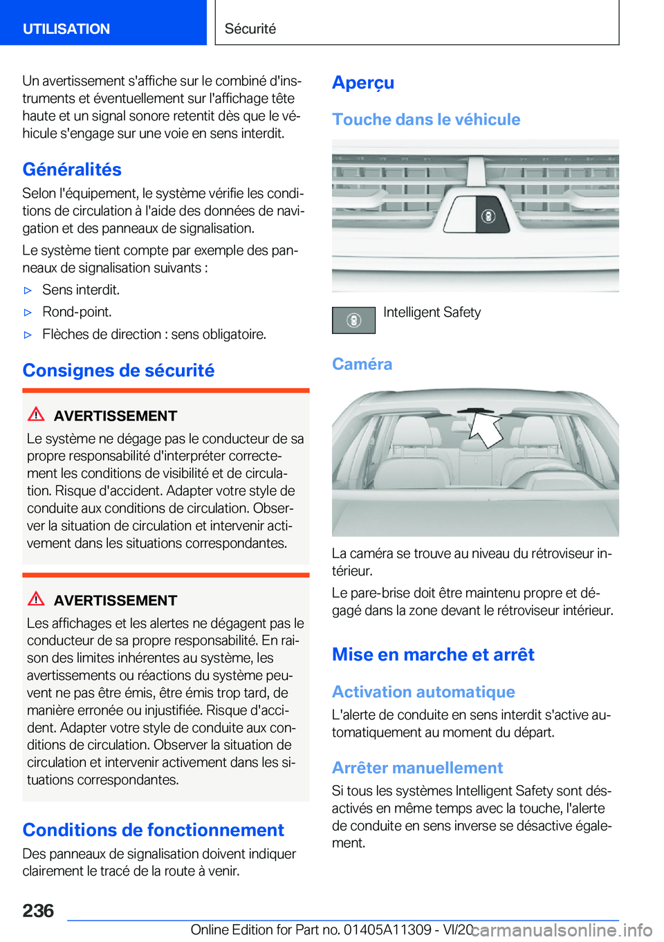 BMW 5 SERIES 2021  Notices Demploi (in French) �U�n��a�v�e�r�t�i�s�s�e�m�e�n�t��s�'�a�f�f�i�c�h�e��s�u�r��l�e��c�o�m�b�i�n�é��d�'�i�n�sj
�t�r�u�m�e�n�t�s��e�t��é�v�e�n�t�u�e�l�l�e�m�e�n�t��s�u�r��l�'�a�f�f�i�c�h�a�g�e��t�
