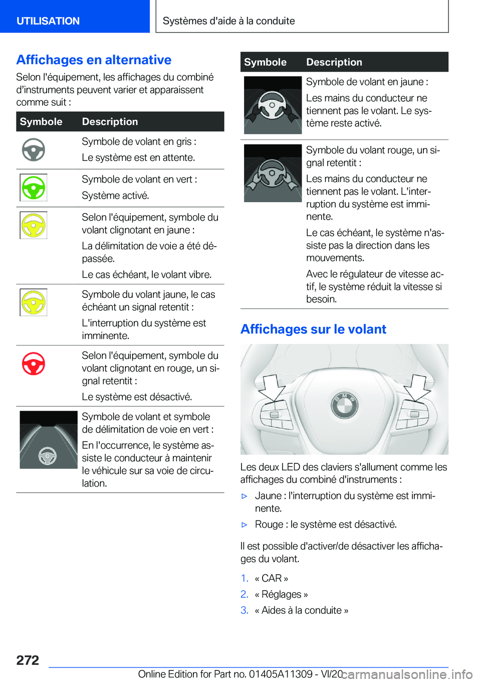 BMW 5 SERIES 2021  Notices Demploi (in French) �A�f�f�i�c�h�a�g�e�s��e�n��a�l�t�e�r�n�a�t�i�v�e
�S�e�l�o�n��l�'�é�q�u�i�p�e�m�e�n�t�,��l�e�s��a�f�f�i�c�h�a�g�e�s��d�u��c�o�m�b�i�n�é
�ds�i�n�s�t�r�u�m�e�n�t�s��p�e�u�v�e�n�t��v�a�r�i
