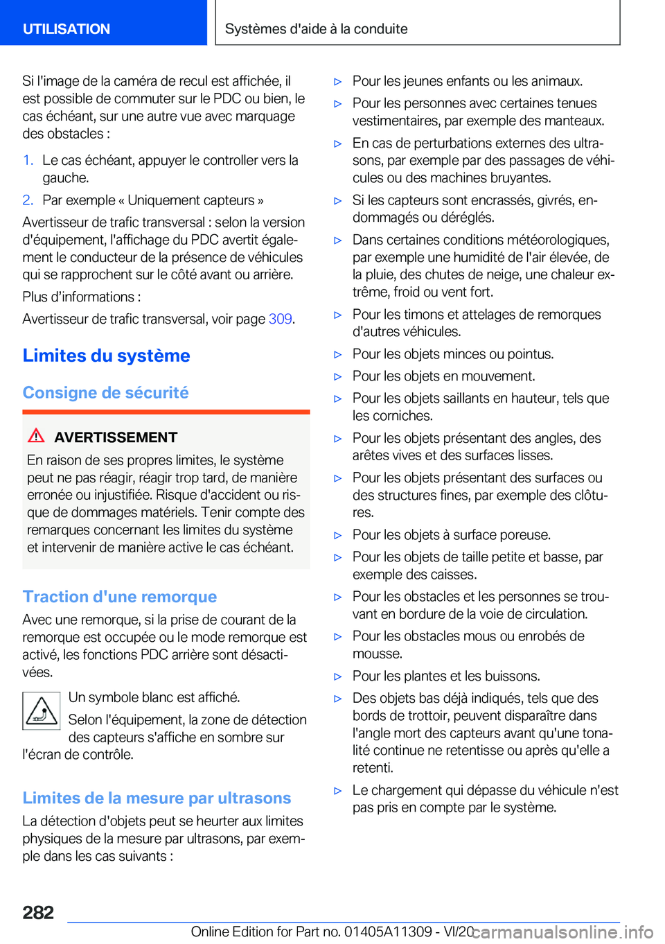 BMW 5 SERIES 2021  Notices Demploi (in French) �S�i��l�'�i�m�a�g�e��d�e��l�a��c�a�m�é�r�a��d�e��r�e�c�u�l��e�s�t��a�f�f�i�c�h�é�e�,��i�l�e�s�t��p�o�s�s�i�b�l�e��d�e��c�o�m�m�u�t�e�r��s�u�r��l�e��P�D�C��o�u��b�i�e�n�,��l�e�c