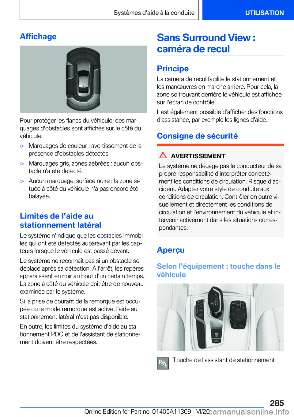 BMW 5 SERIES 2021  Notices Demploi (in French) �A�f�f�i�c�h�a�g�e
�P�o�u�r��p�r�o�t�é�g�e�r��l�e�s��f�l�a�n�c�s��d�u��v�é�h�i�c�u�l�e�,��d�e�s��m�a�rj
�q�u�a�g�e�s��d�'�o�b�s�t�a�c�l�e�s��s�o�n�t��a�f�f�i�c�h�é�s��s�u�r��l�e��