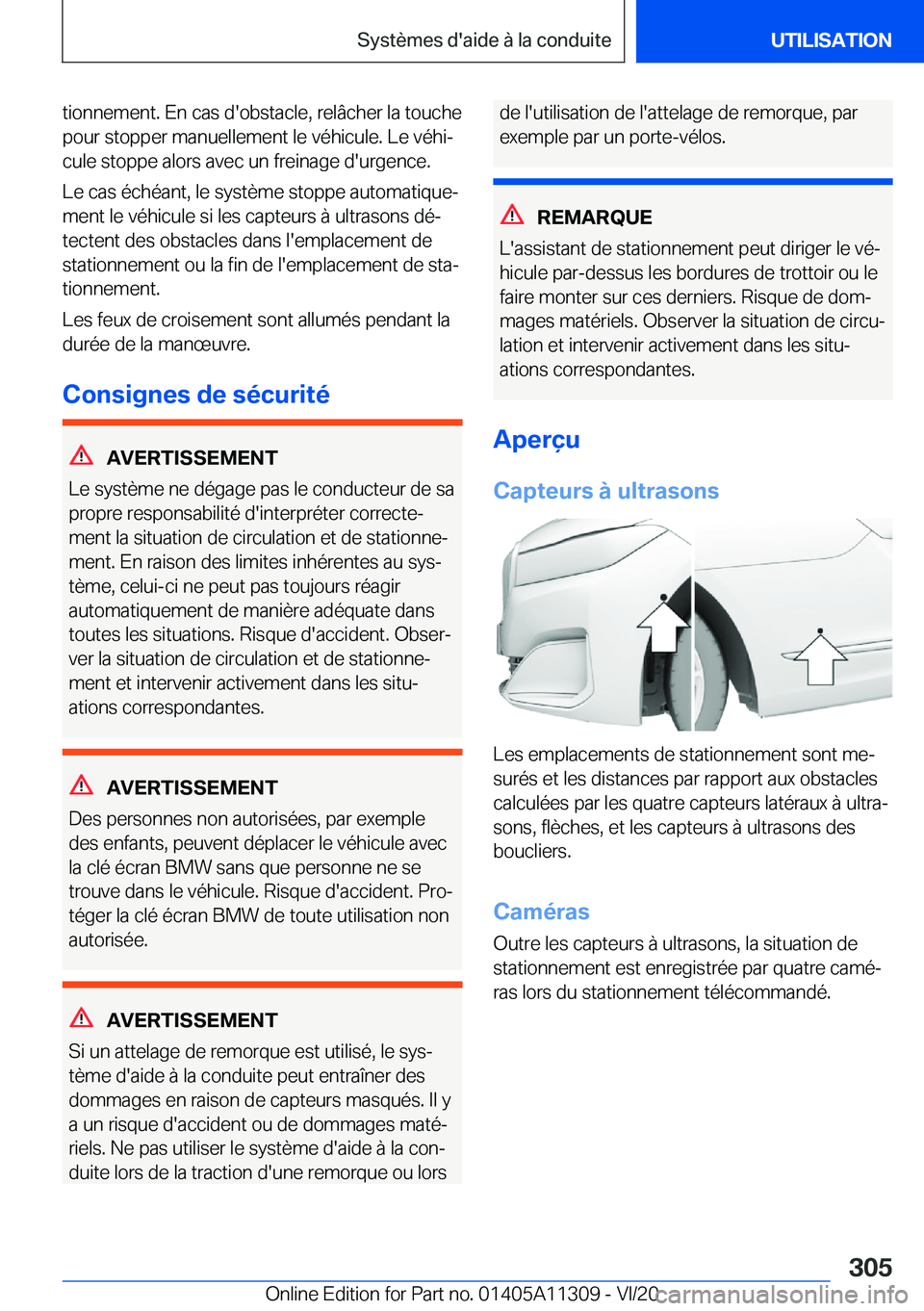 BMW 5 SERIES 2021  Notices Demploi (in French) �t�i�o�n�n�e�m�e�n�t�.��E�n��c�a�s��d�'�o�b�s�t�a�c�l�e�,��r�e�l�