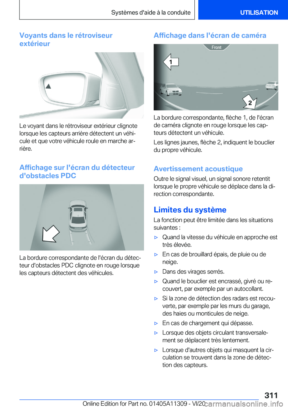 BMW 5 SERIES 2021  Notices Demploi (in French) �V�o�y�a�n�t�s��d�a�n�s��l�e��r�é�t�r�o�v�i�s�e�u�r
�e�x�t�é�r�i�e�u�r
�L�e��v�o�y�a�n�t��d�a�n�s��l�e��r�é�t�r�o�v�i�s�e�u�r��e�x�t�é�r�i�e�u�r��c�l�i�g�n�o�t�e �l�o�r�s�q�u�e��l�e�s��