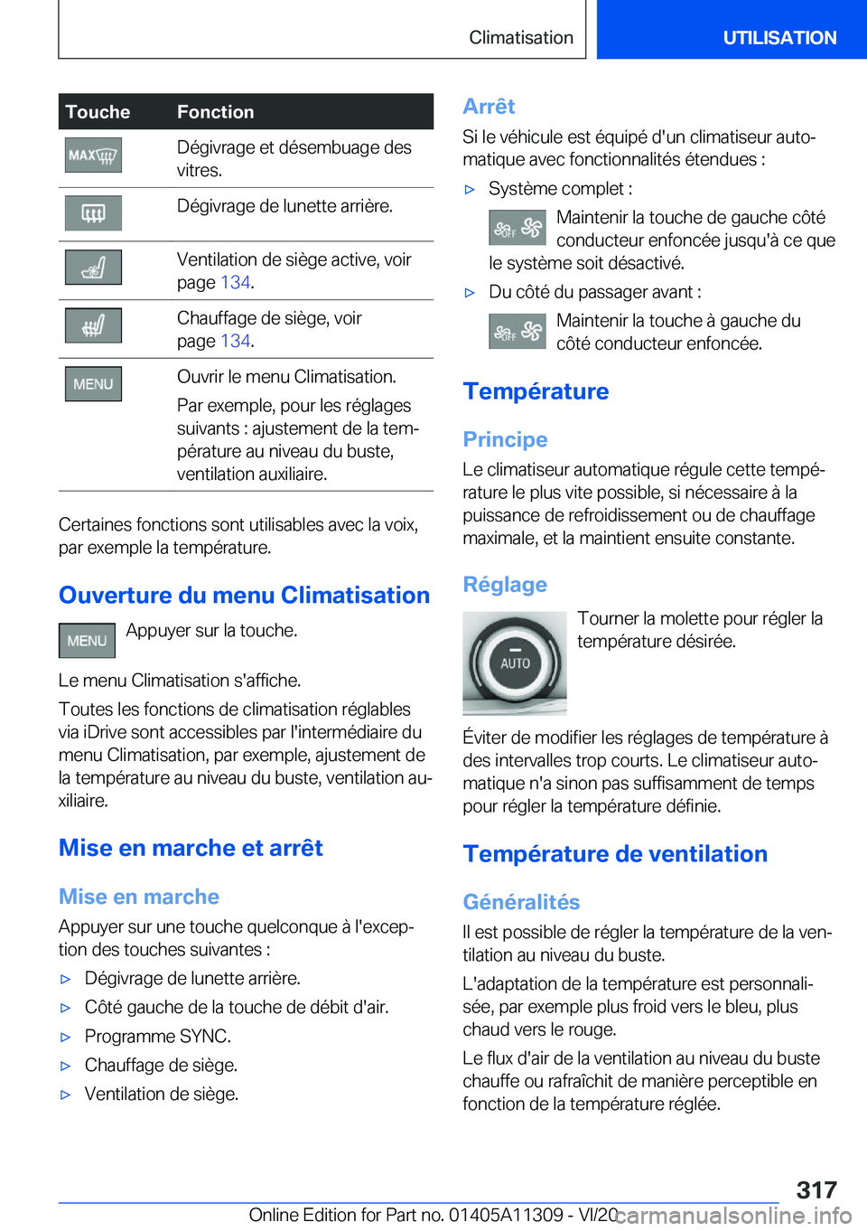 BMW 5 SERIES 2021  Notices Demploi (in French) �T�o�u�c�h�e�F�o�n�c�t�i�o�n�D�é�g�i�v�r�a�g�e��e�t��d�é�s�e�m�b�u�a�g�e��d�e�s
�v�i�t�r�e�s�.�D�é�g�i�v�r�a�g�e��d�e��l�u�n�e�t�t�e��a�r�r�i�è�r�e�.�V�e�n�t�i�l�a�t�i�o�n��d�e��s�i�è�g�e