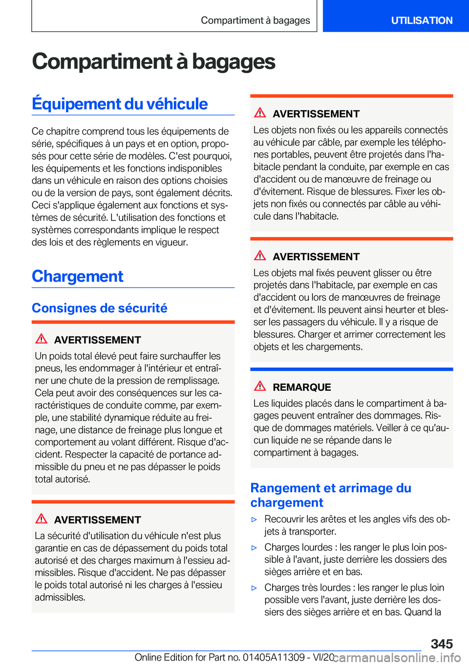 BMW 5 SERIES 2021  Notices Demploi (in French) �C�o�m�p�a�r�t�i�m�e�n�t��