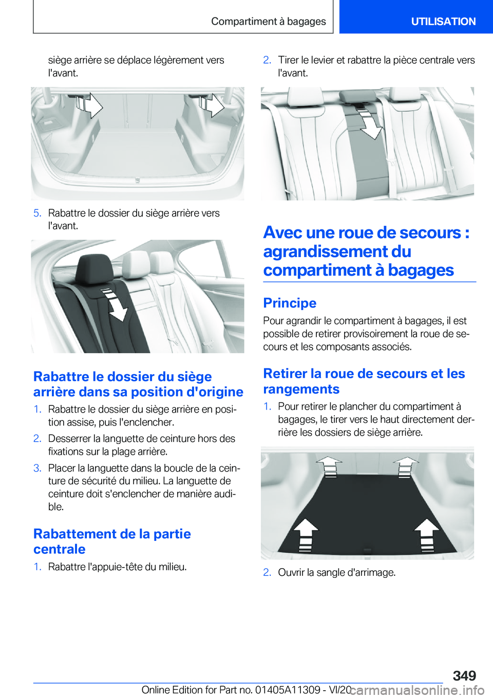 BMW 5 SERIES 2021  Notices Demploi (in French) �s�i�è�g�e��a�r�r�i�è�r�e��s�e��d�é�p�l�a�c�e��l�é�g�è�r�e�m�e�n�t��v�e�r�s
�l�'�a�v�a�n�t�.�5�.�R�a�b�a�t�t�r�e��l�e��d�o�s�s�i�e�r��d�u��s�i�è�g�e��a�r�r�i�è�r�e��v�e�r�s
�l�&#
