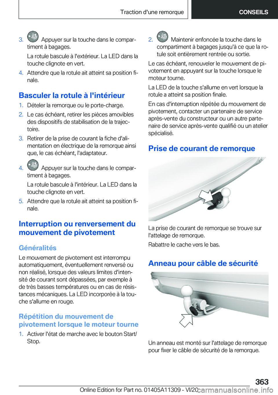 BMW 5 SERIES 2021  Notices Demploi (in French) �3�.���A�p�p�u�y�e�r��s�u�r��l�a��t�o�u�c�h�e��d�a�n�s��l�e��c�o�m�p�a�rj
�t�i�m�e�n�t��