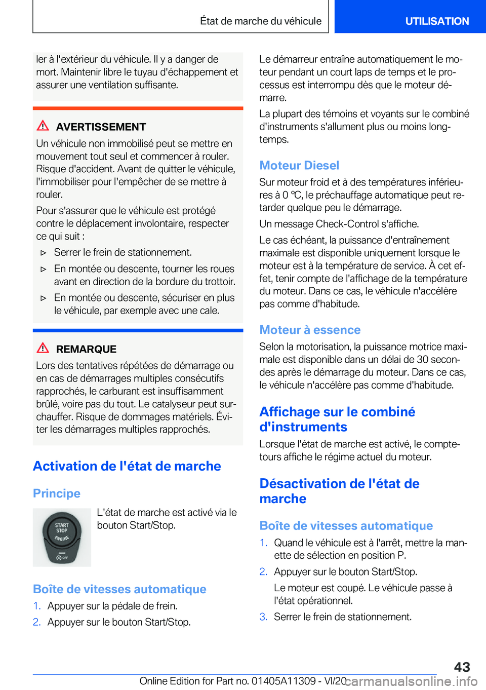 BMW 5 SERIES 2021  Notices Demploi (in French) �l�e�r��