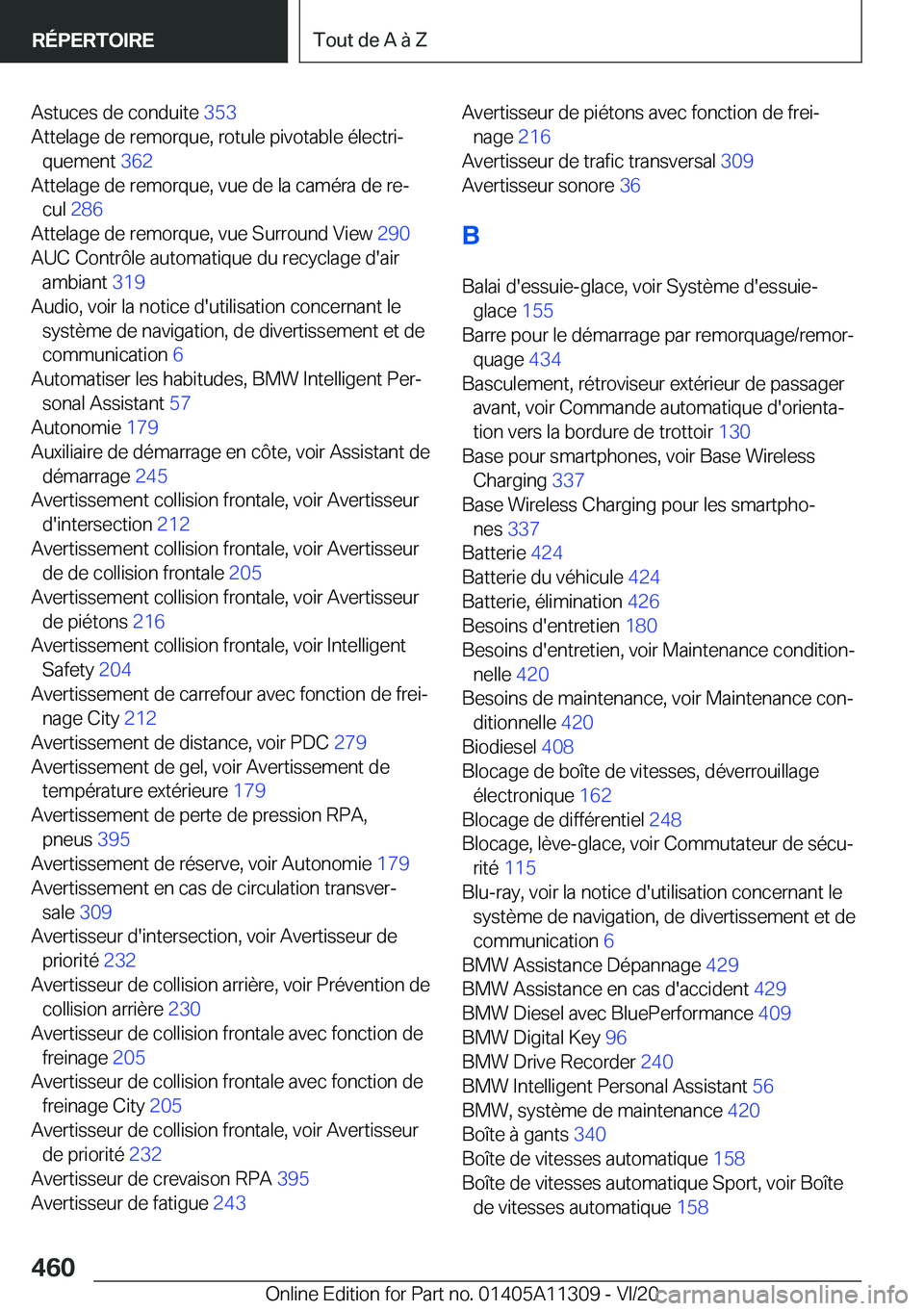 BMW 5 SERIES 2021  Notices Demploi (in French) �A�s�t�u�c�e�s��d�e��c�o�n�d�u�i�t�e��3�5�3�
�A�t�t�e�l�a�g�e��d�e��r�e�m�o�r�q�u�e�,��r�o�t�u�l�e��p�i�v�o�t�a�b�l�e��é�l�e�c�t�r�ij �q�u�e�m�e�n�t� �3�6�2�
�A�t�t�e�l�a�g�e��d�e��r�e�