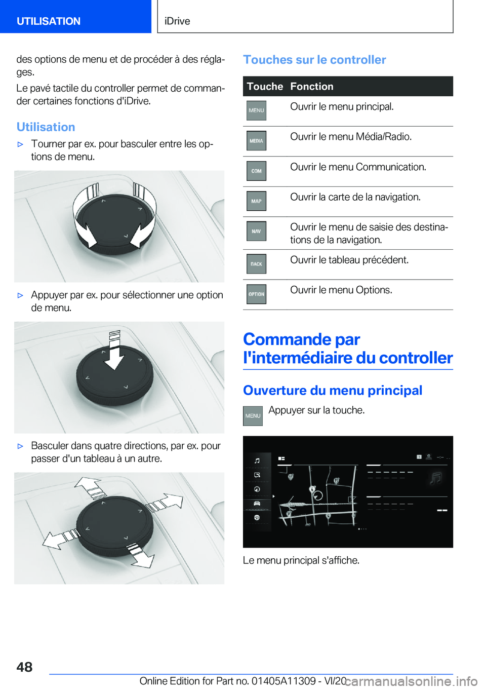 BMW 5 SERIES 2021  Notices Demploi (in French) �d�e�s��o�p�t�i�o�n�s��d�e��m�e�n�u��e�t��d�e��p�r�o�c�é�d�e�r��