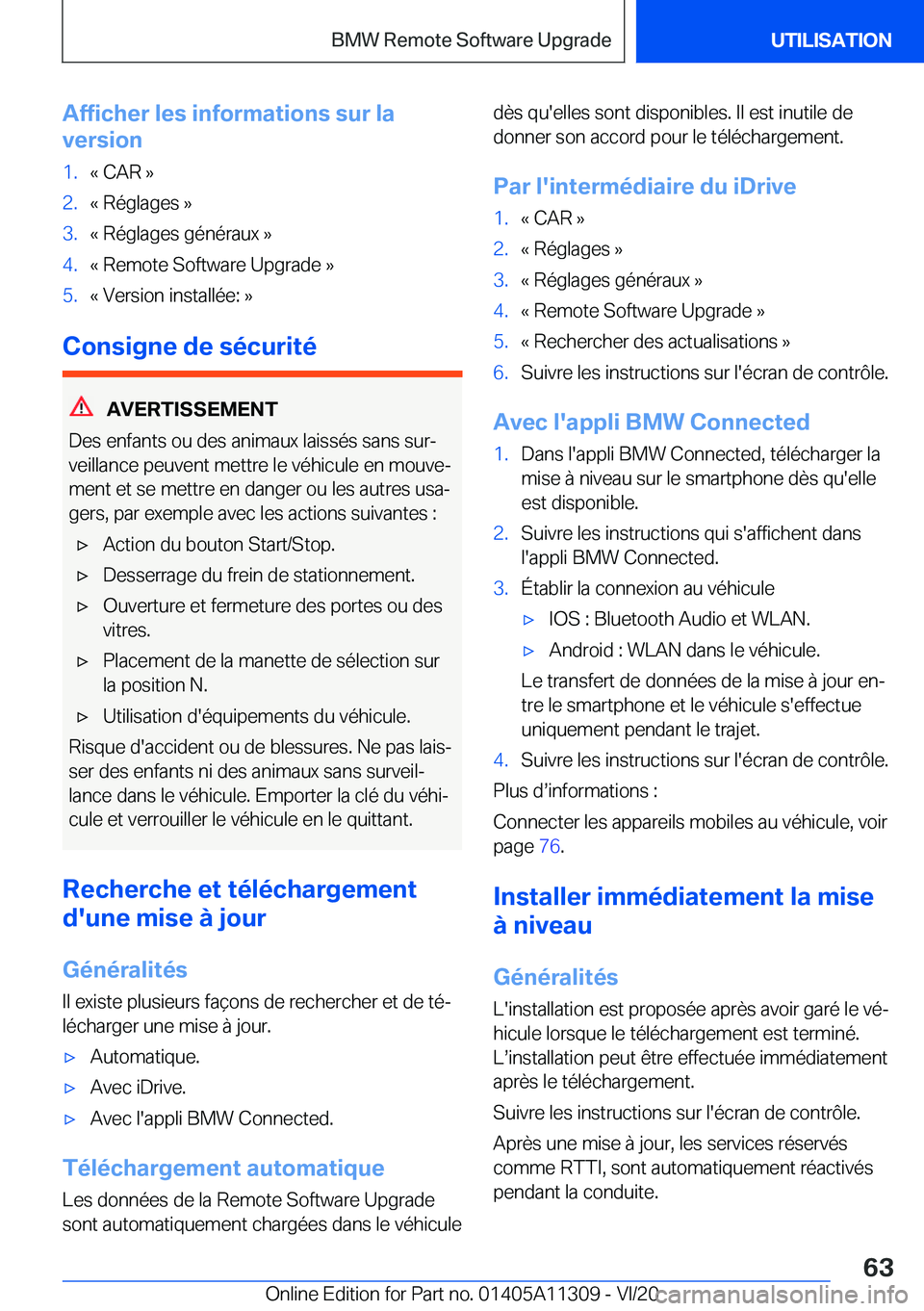 BMW 5 SERIES 2021  Notices Demploi (in French) �A�f�f�i�c�h�e�r��l�e�s��i�n�f�o�r�m�a�t�i�o�n�s��s�u�r��l�a
�v�e�r�s�i�o�n�1�.�k��C�A�R��{�2�.�k��R�é�g�l�a�g�e�s��{�3�.�k��R�é�g�l�a�g�e�s��g�é�n�é�r�a�u�x��{�4�.�k��R�e�m�o�t�e��S�