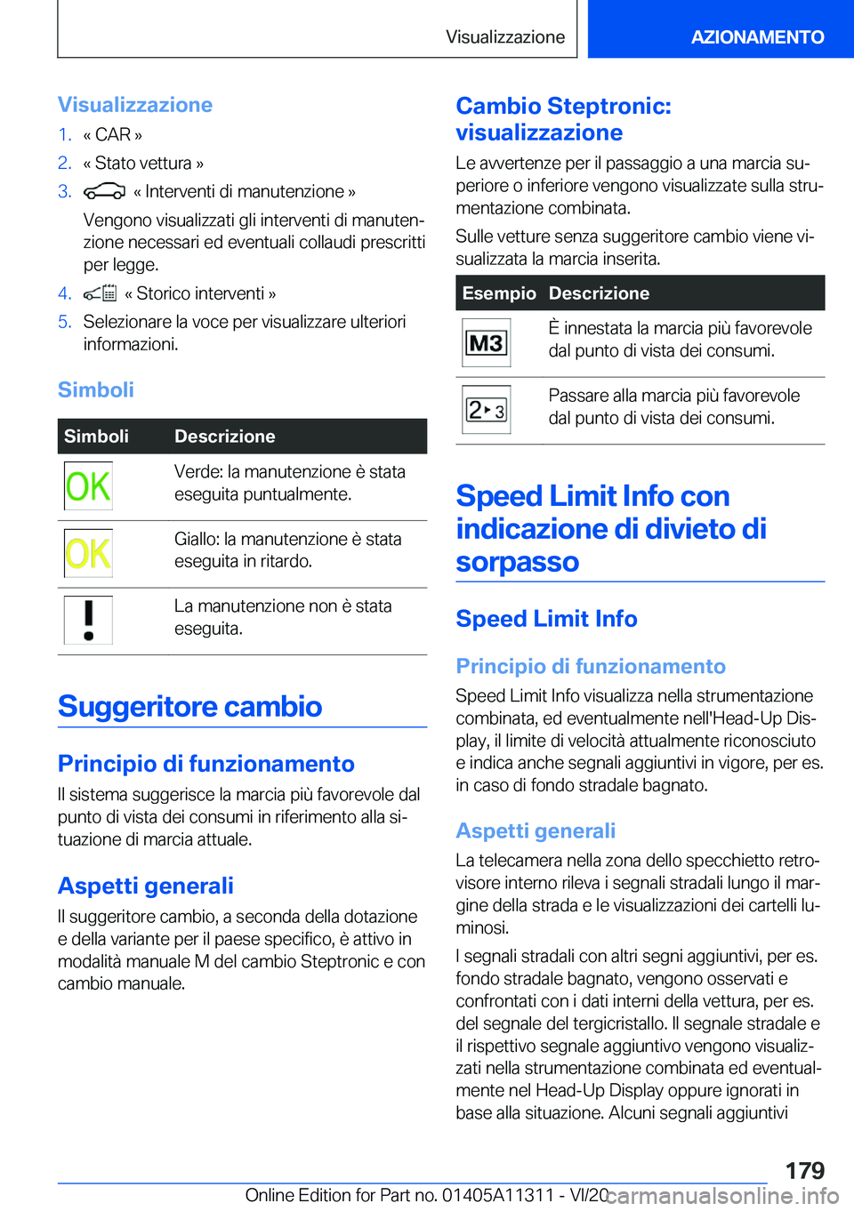BMW 5 SERIES 2021  Libretti Di Uso E manutenzione (in Italian) �V�i�s�u�a�l�i�z�z�a�z�i�o�n�e�1�.�«��C�A�R��{�2�.�«��S�t�a�t�o��v�e�t�t�u�r�a��{�3�.���«��I�n�t�e�r�v�e�n�t�i��d�i��m�a�n�u�t�e�n�z�i�o�n�e��{
�V�e�n�g�o�n�o��v�i�s�u�a�l�i�z�z�a�t�i�