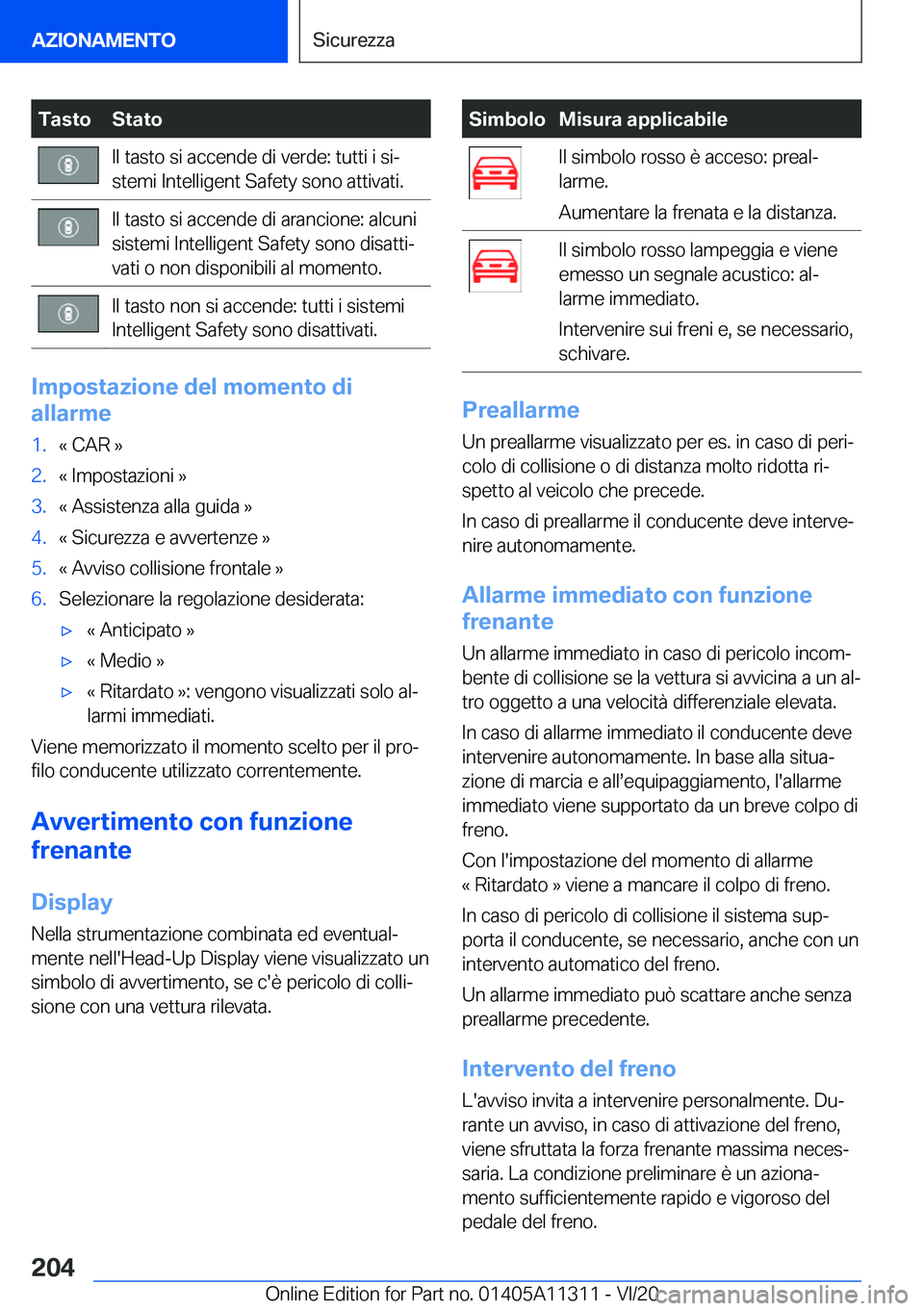 BMW 5 SERIES 2021  Libretti Di Uso E manutenzione (in Italian) �T�a�s�t�o�S�t�a�t�o�I�l��t�a�s�t�o��s�i��a�c�c�e�n�d�e��d�i��v�e�r�d�e�:��t�u�t�t�i��i��s�iª
�s�t�e�m�i��I�n�t�e�l�l�i�g�e�n�t��S�a�f�e�t�y��s�o�n�o��a�t�t�i�v�a�t�i�.�I�l��t�a�s�t�o�