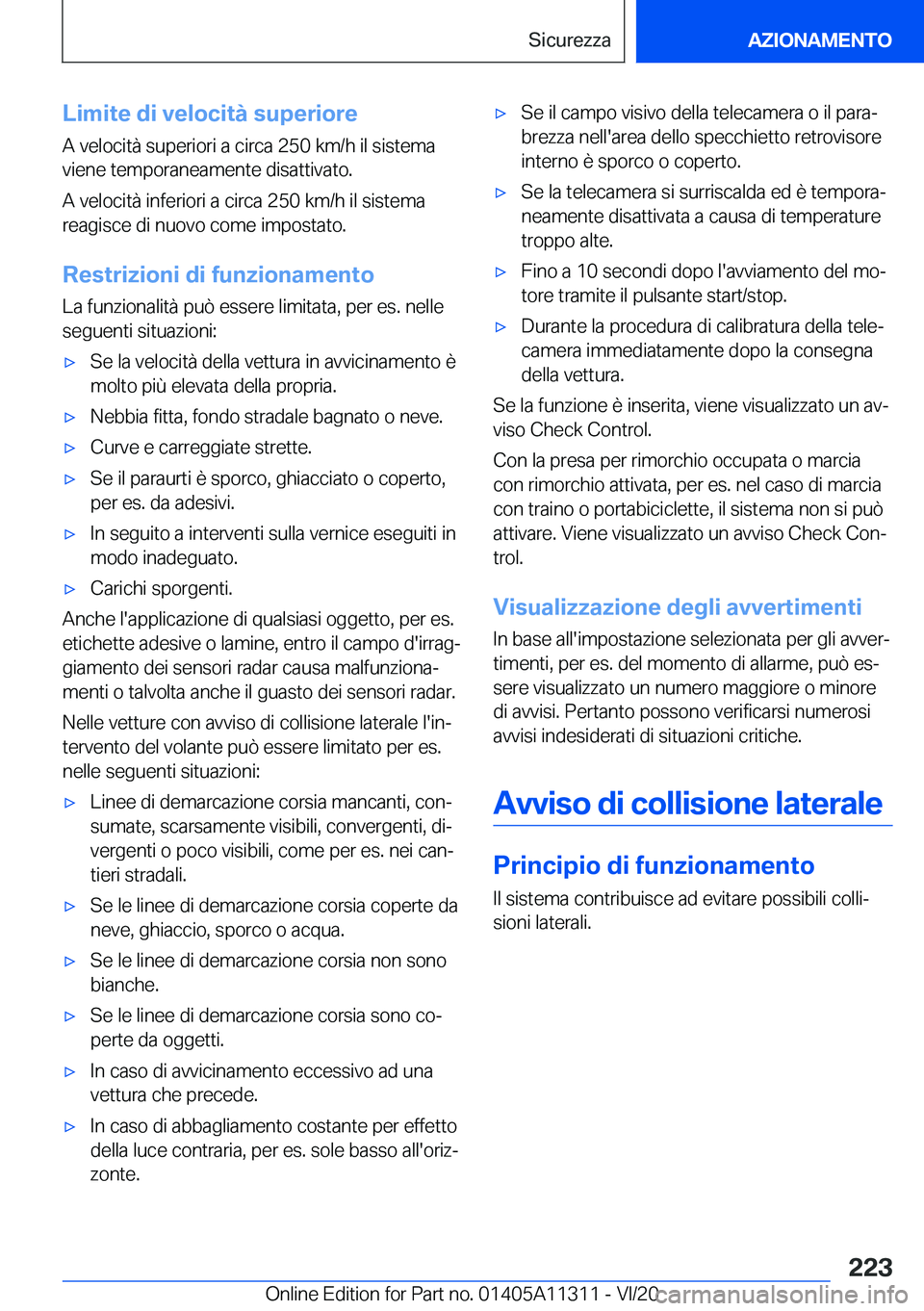 BMW 5 SERIES 2021  Libretti Di Uso E manutenzione (in Italian) �L�i�m�i�t�e��d�i��v�e�l�o�c�i�t�