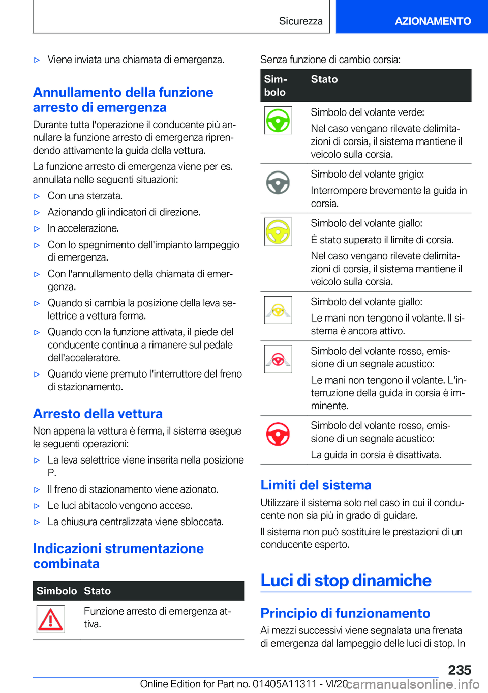 BMW 5 SERIES 2021  Libretti Di Uso E manutenzione (in Italian) 'x�V�i�e�n�e��i�n�v�i�a�t�a��u�n�a��c�h�i�a�m�a�t�a��d�i��e�m�e�r�g�e�n�z�a�.
�A�n�n�u�l�l�a�m�e�n�t�o��d�e�l�l�a��f�u�n�z�i�o�n�e
�a�r�r�e�s�t�o��d�i��e�m�e�r�g�e�n�z�a
�D�u�r�a�n�t�e��