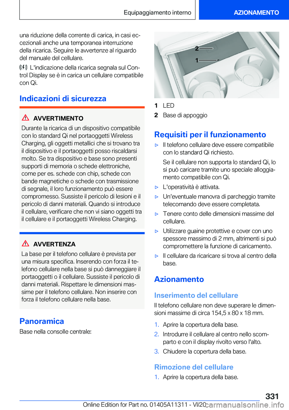 BMW 5 SERIES 2021  Libretti Di Uso E manutenzione (in Italian) �u�n�a��r�i�d�u�z�i�o�n�e��d�e�l�l�a��c�o�r�r�e�n�t�e��d�i��c�a�r�i�c�a�,��i�n��c�a�s�i��e�cª�c�e�z�i�o�n�a�l�i��a�n�c�h�e��u�n�a��t�e�m�p�o�r�a�n�e�a��i�n�t�e�r�r�u�z�i�o�n�e�d�e�l�l�a�